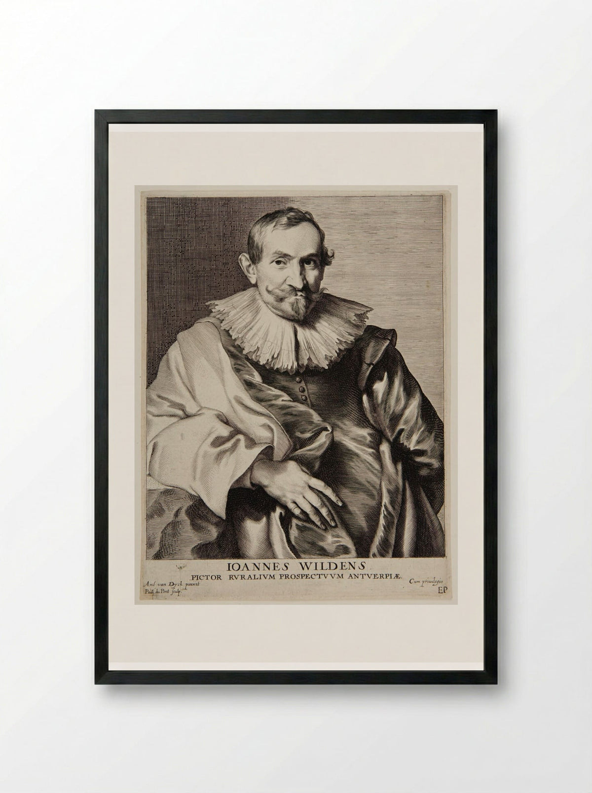 Portrait of Jan Wildens - Paulus Pontius - Framed Print Black