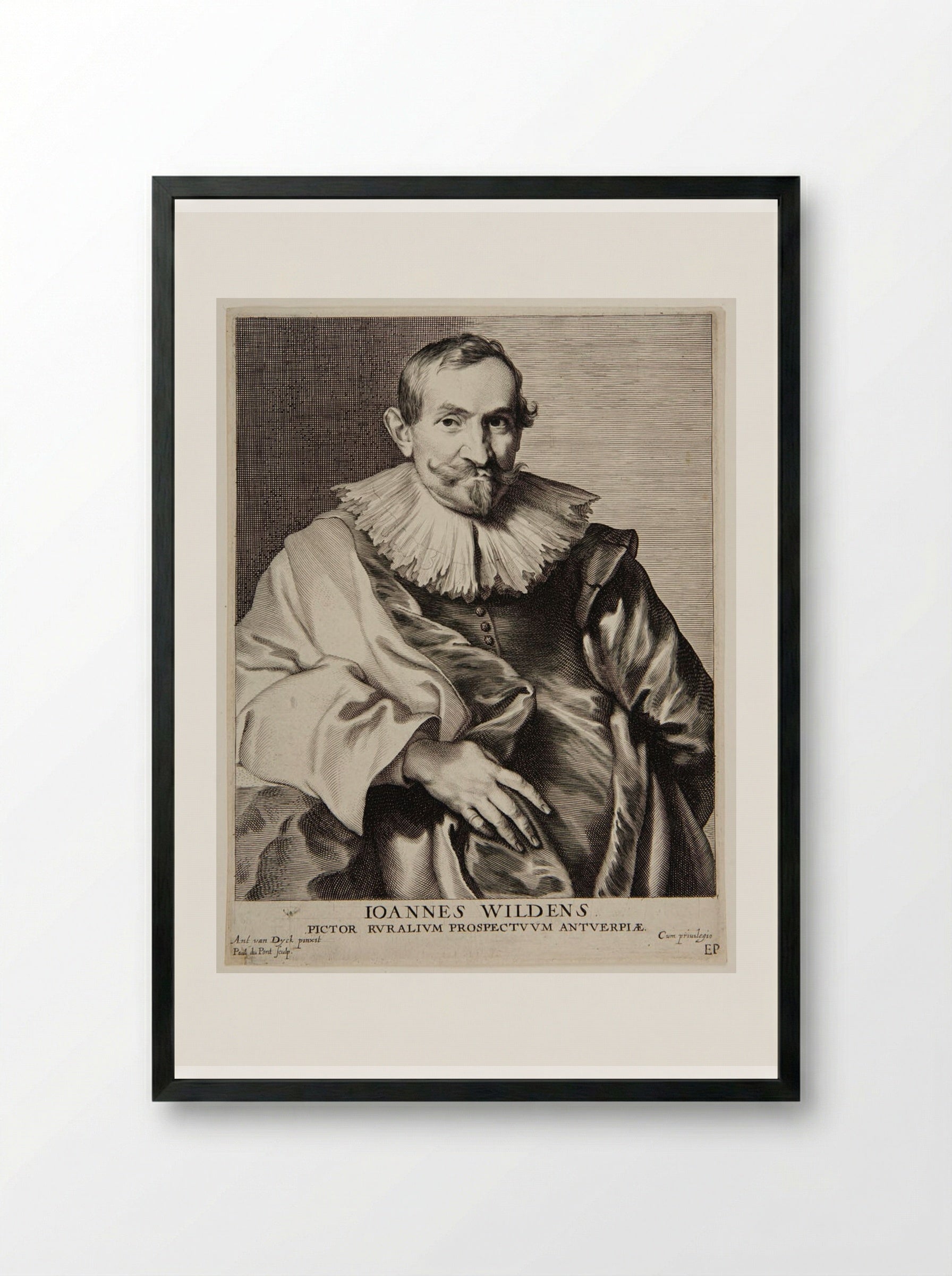 Portrait of Jan Wildens - Paulus Pontius - Framed Print Black