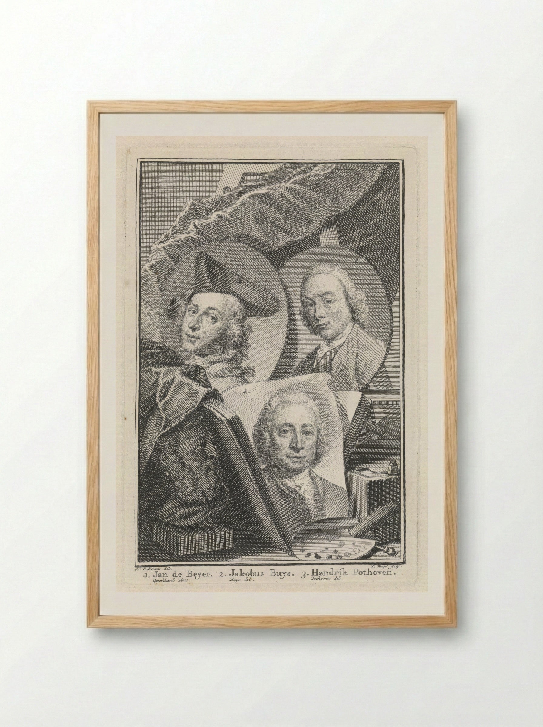 Portrait of Jan de Beijer, Jakobus Buys, and Hendrik Pothoven - Pieter Tanjé - Framed Print Wood