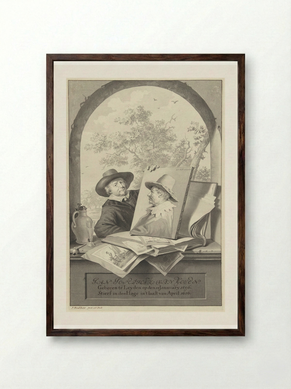 Portrait of Jan van Goyen - Jan Stolker - Framed Print Dark Wood