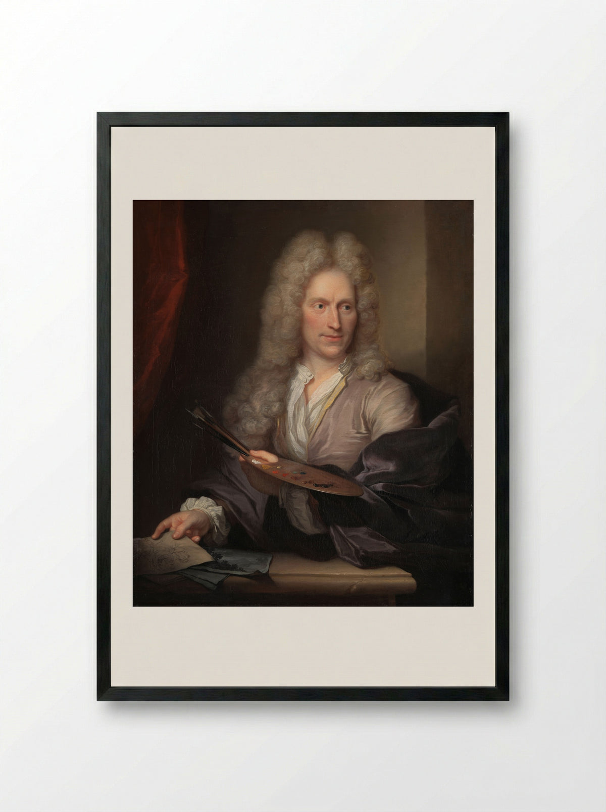 Portrait of Jan van Huysum - Arnold Boonen - Framed Print Black