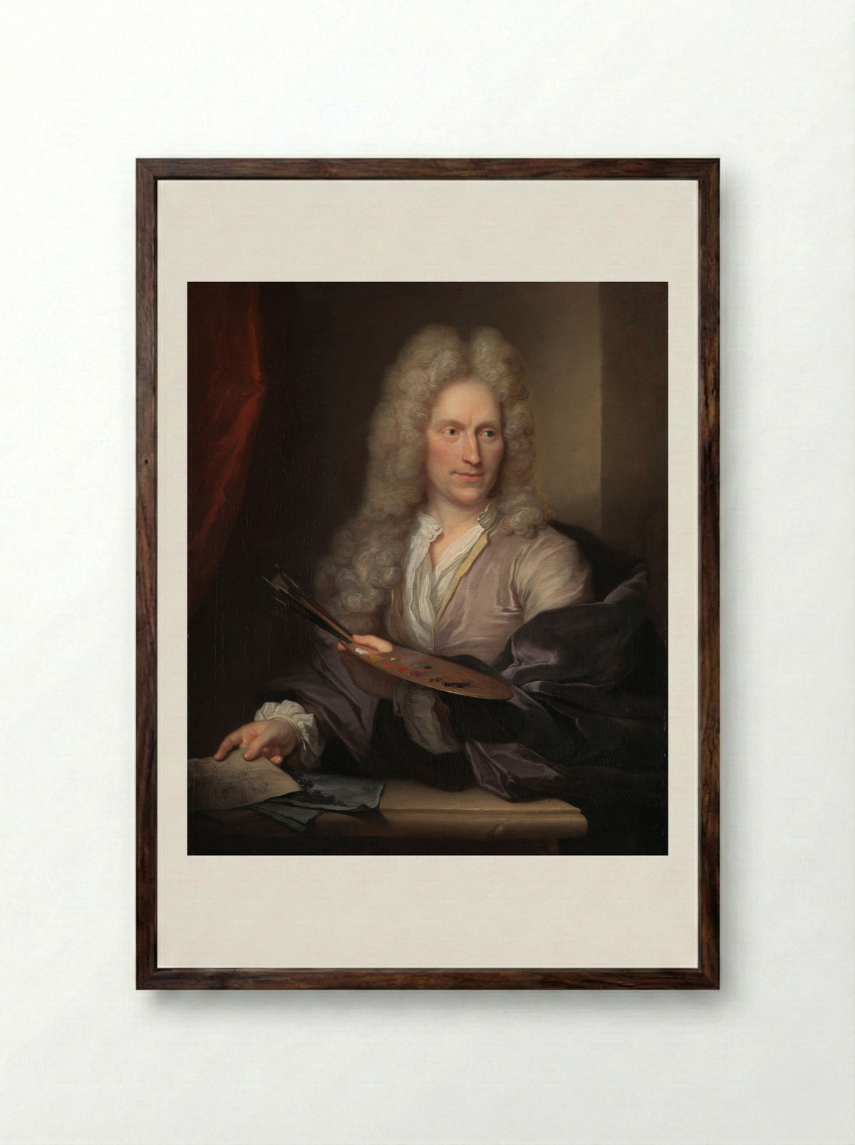 Portrait of Jan van Huysum - Arnold Boonen - Framed Print Dark Wood