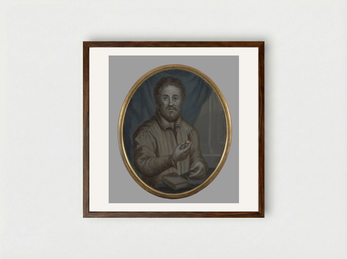 Portrait of Janus Secundus - Arnoud van Halen - Framed Print Dark Wood