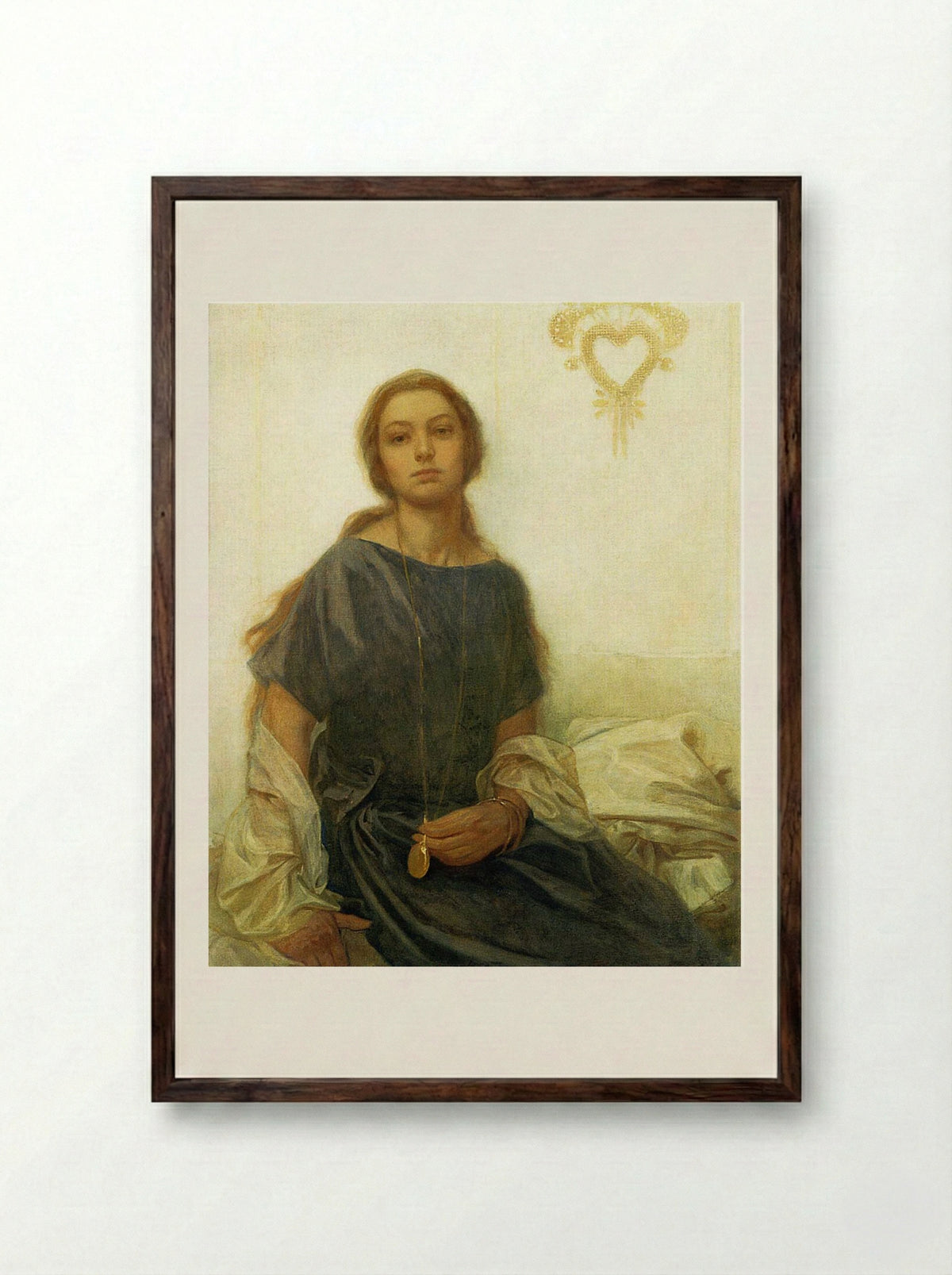 Portrait of Jaroslava - Alphonse Mucha - Framed Print Dark Wood