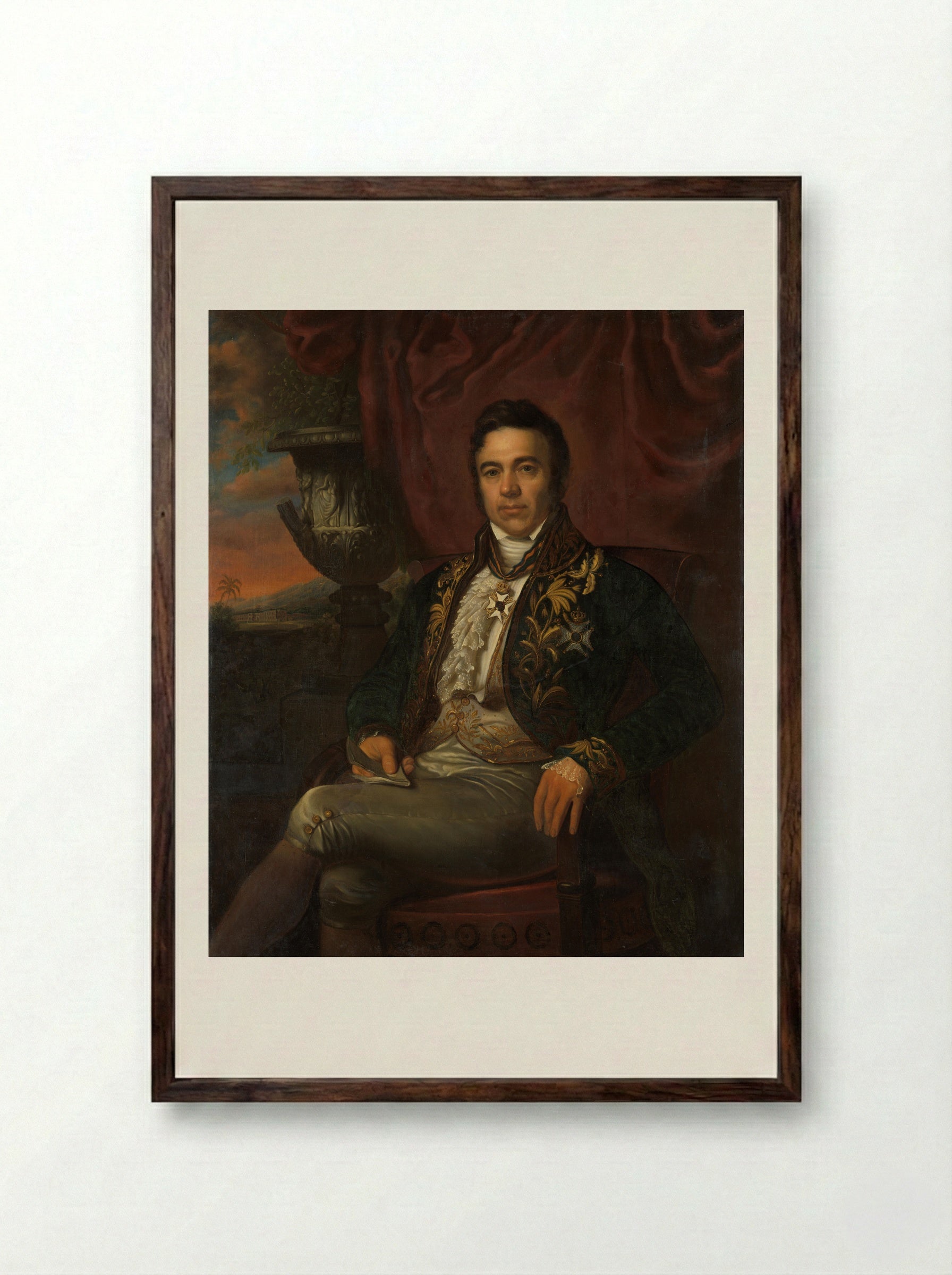 Portrait of Jean Chrétien Baud - Raden Saleh - Framed Print Dark Wood