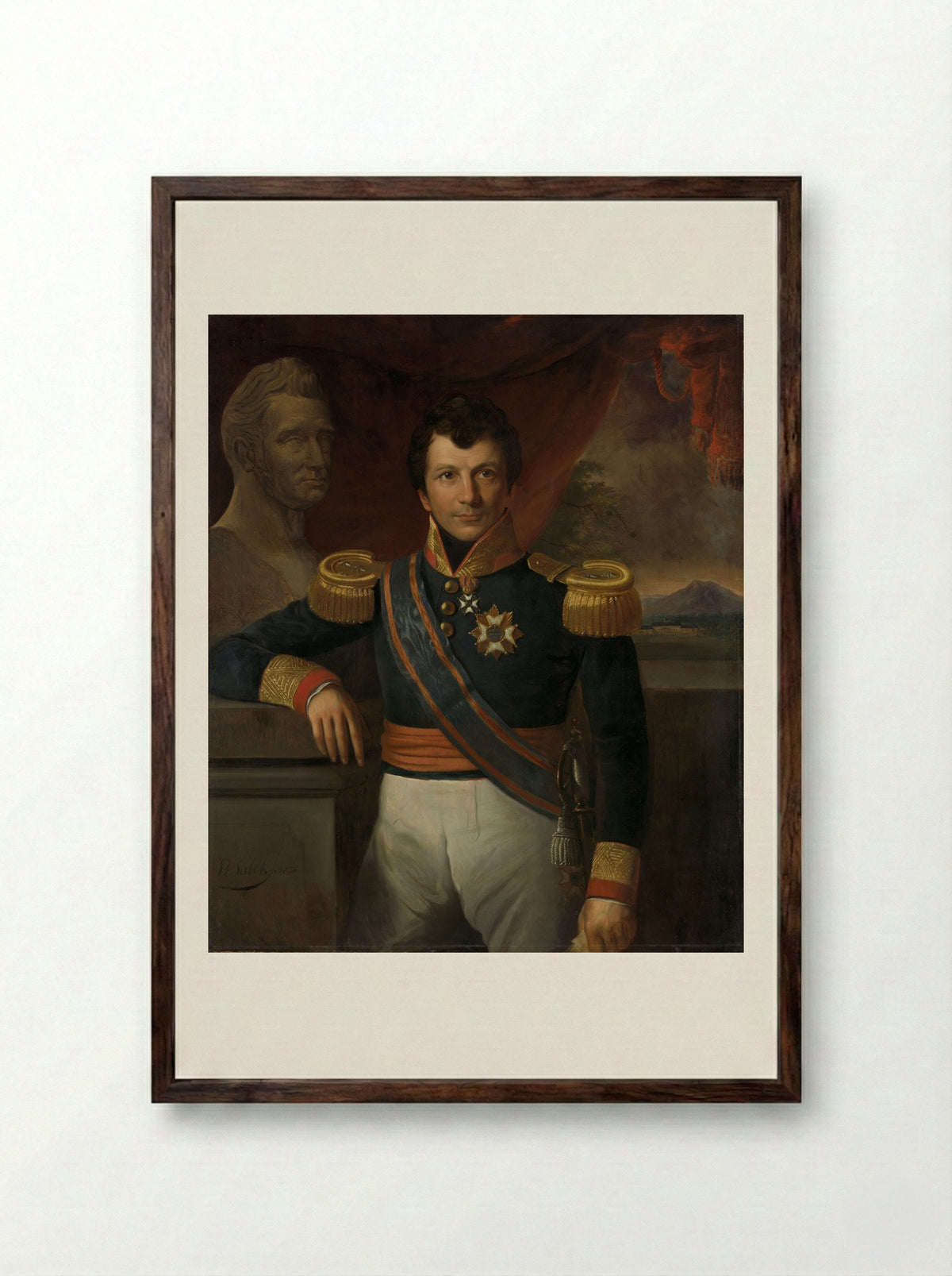 Portrait of Jean Chrétien Baud - Raden Saleh - Framed Print Dark Wood