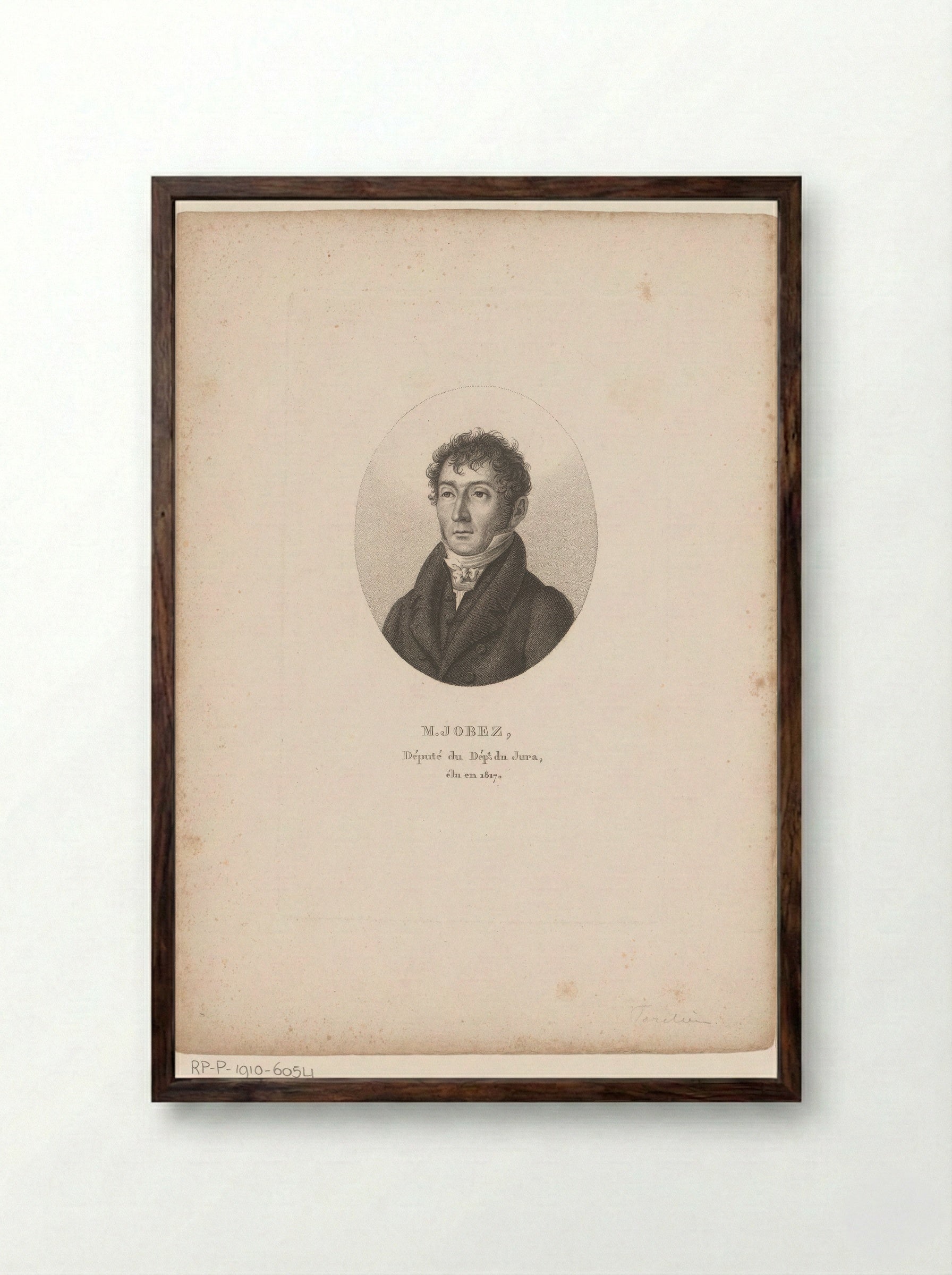 Portrait of Jean Emmanuel Jobez - Ambroise Tardieu - Framed Print Dark Wood