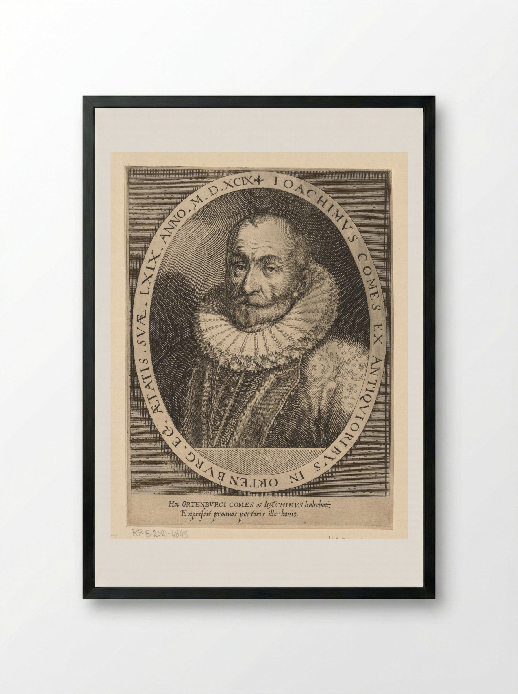 Portrait of Joachim, Count of Ortenburg at Age 69 - Dominicus Custos - Framed Print Black