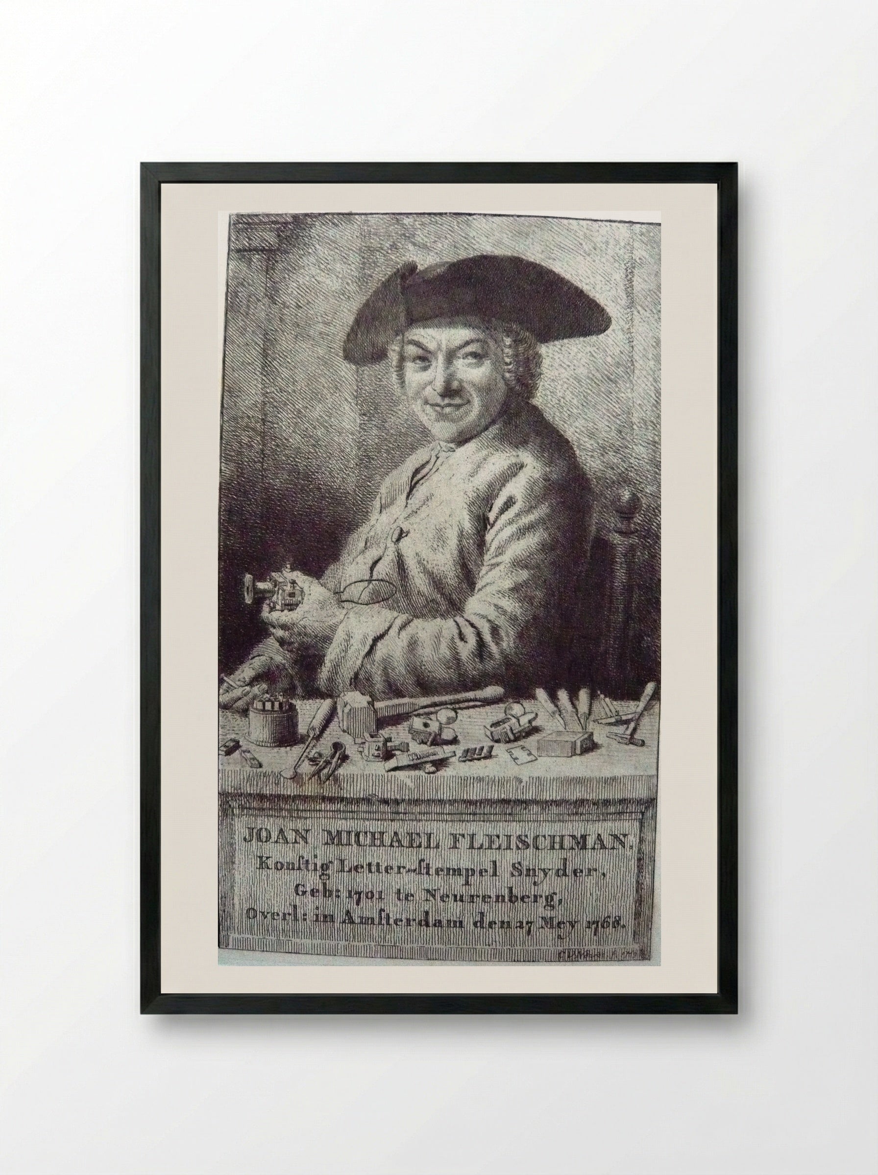Portrait of Joan Michael Fleischman - Cornelis van Noorde - Framed Print Black