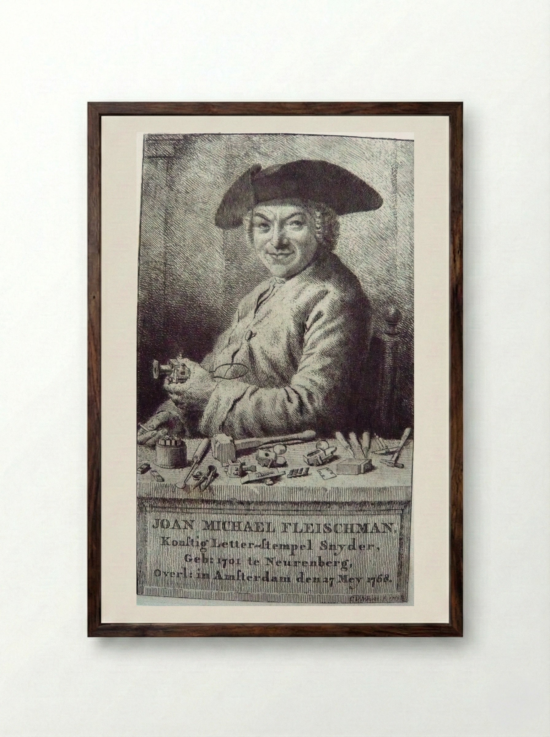 Portrait of Joan Michael Fleischman - Cornelis van Noorde - Framed Print Dark Wood