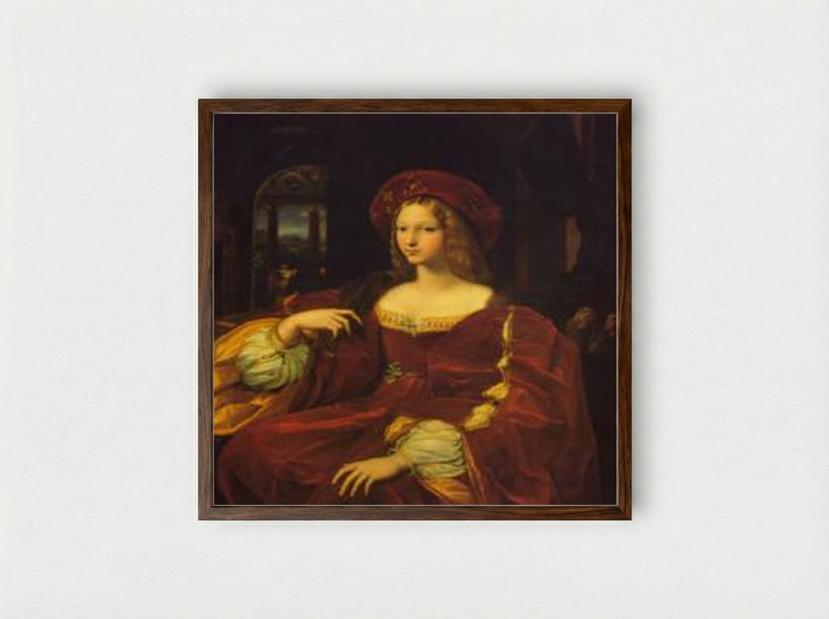 Portrait of Joanna of Aragon - Raphael - Framed Print Dark Wood
