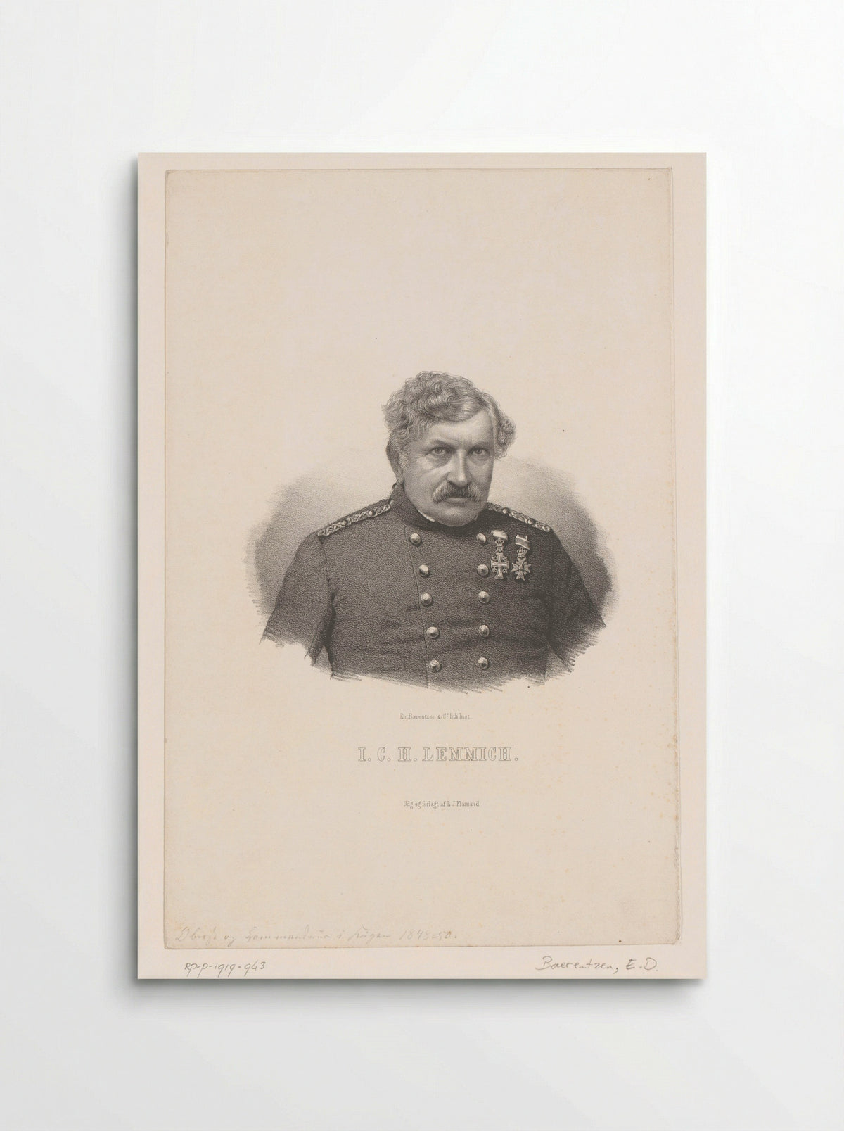 Portrait of Jobst Conrad Hirch Lemmich - Emilius Ditlev Baerentzen - Poster