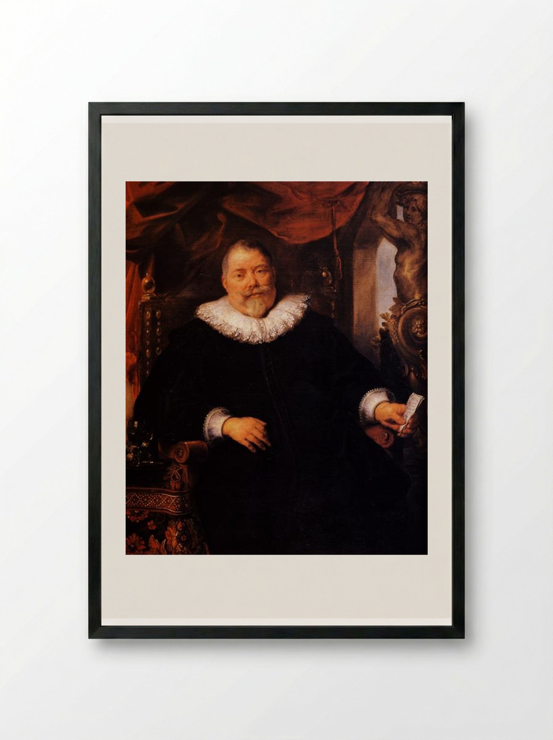 Portrait of Johan Wierts - Jacob Jordaens - Framed Print Black