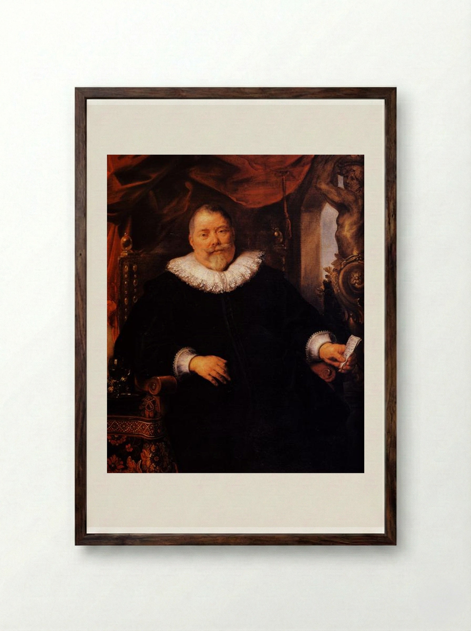 Portrait of Johan Wierts - Jacob Jordaens - Framed Print Dark Wood