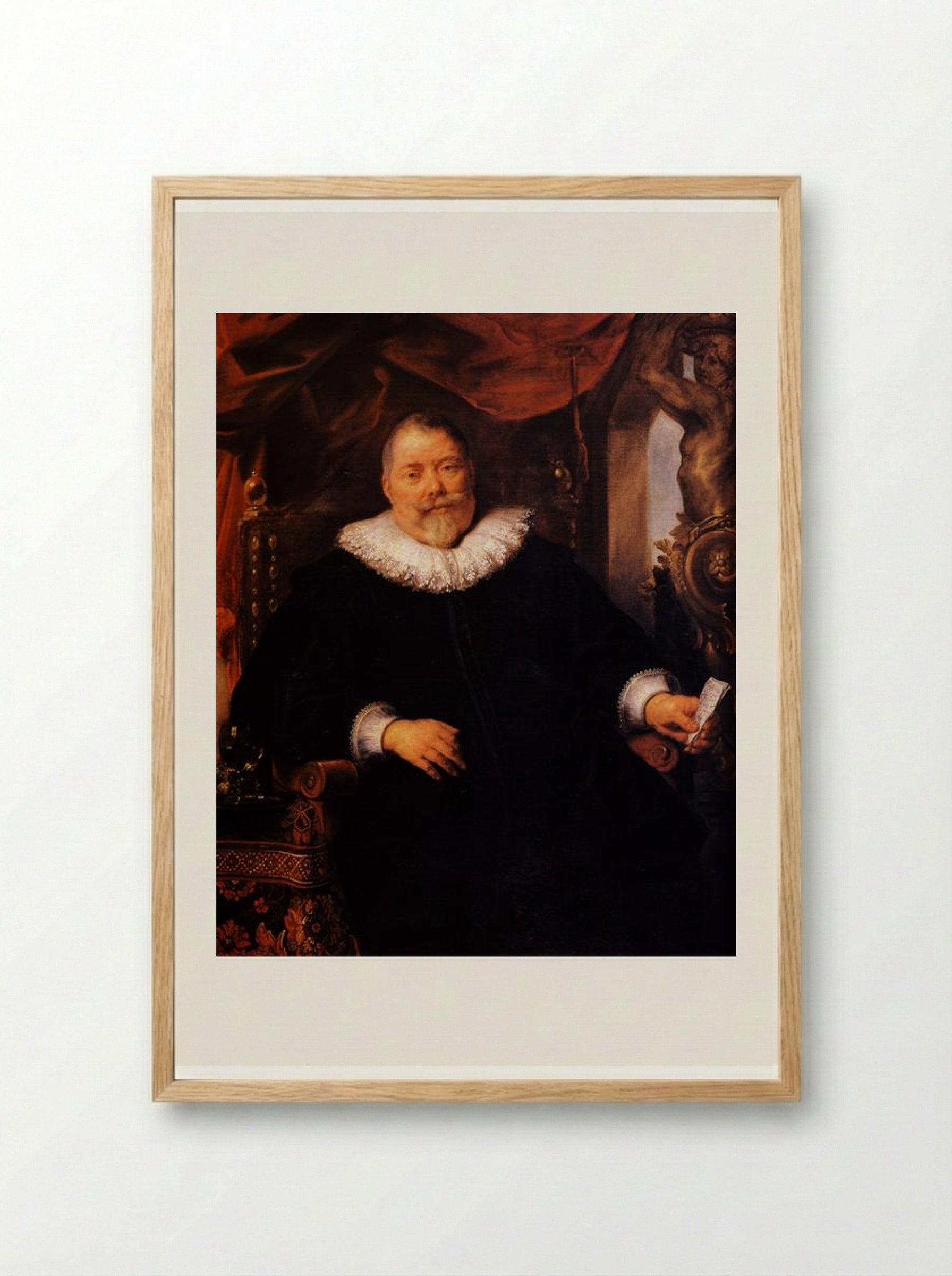 Portrait of Johan Wierts - Jacob Jordaens - Framed Print Wood