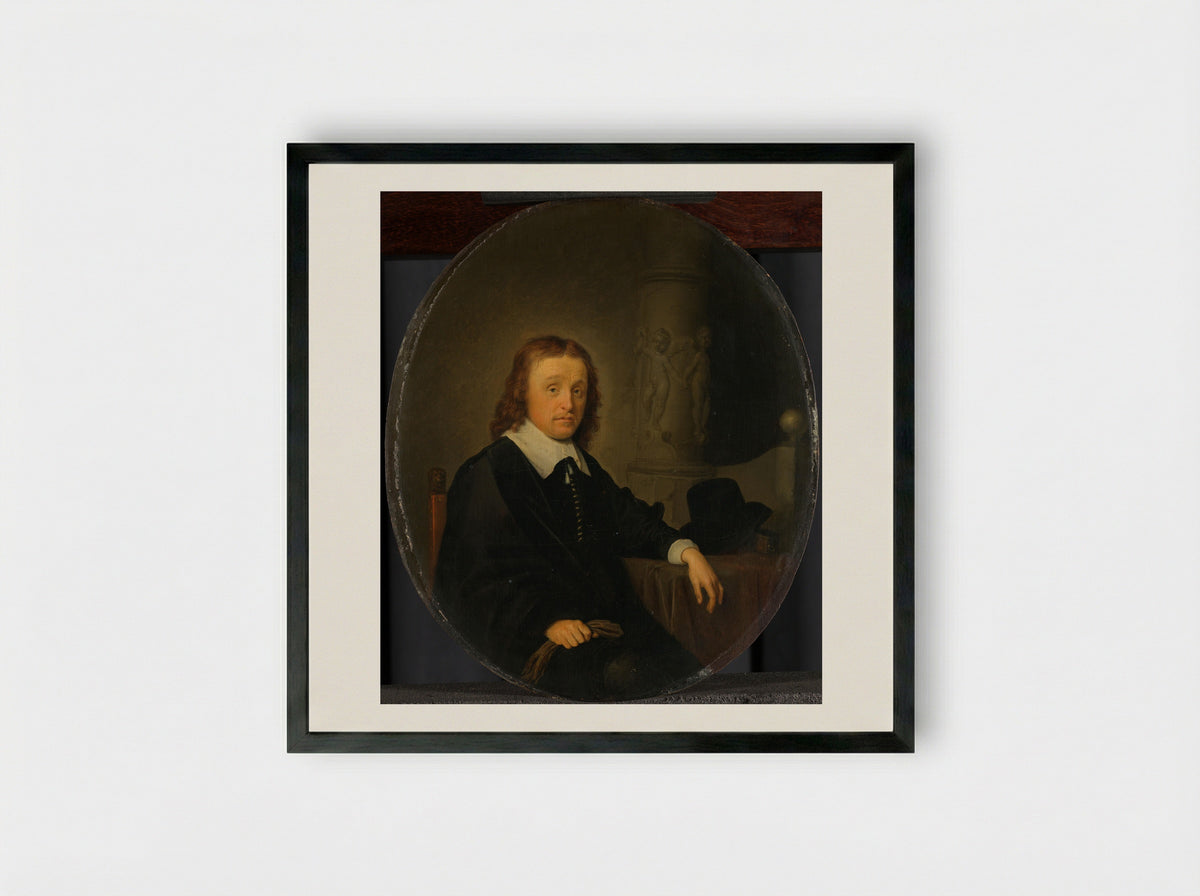 Portrait of Johan Wittert van der Aa - Gerrit Dou - Framed Print Black