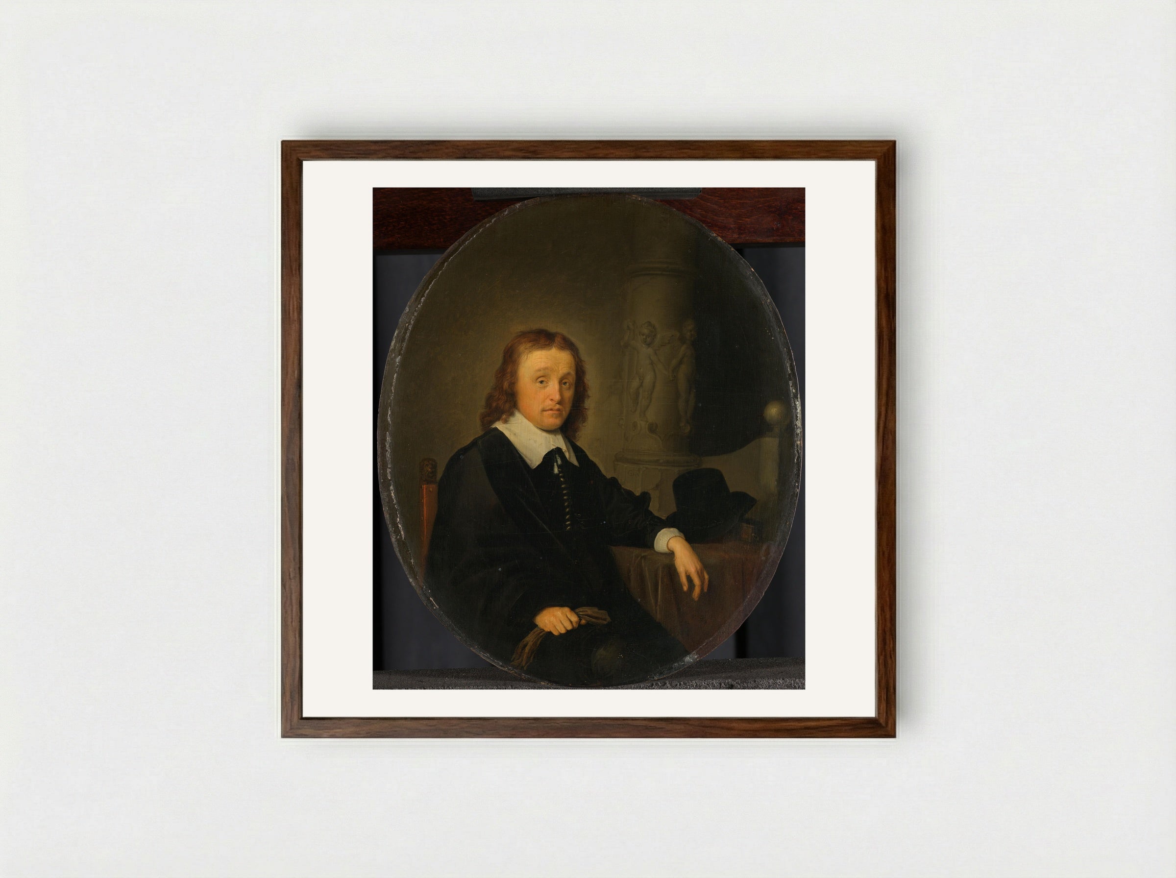 Portrait of Johan Wittert van der Aa - Gerrit Dou - Framed Print Dark Wood