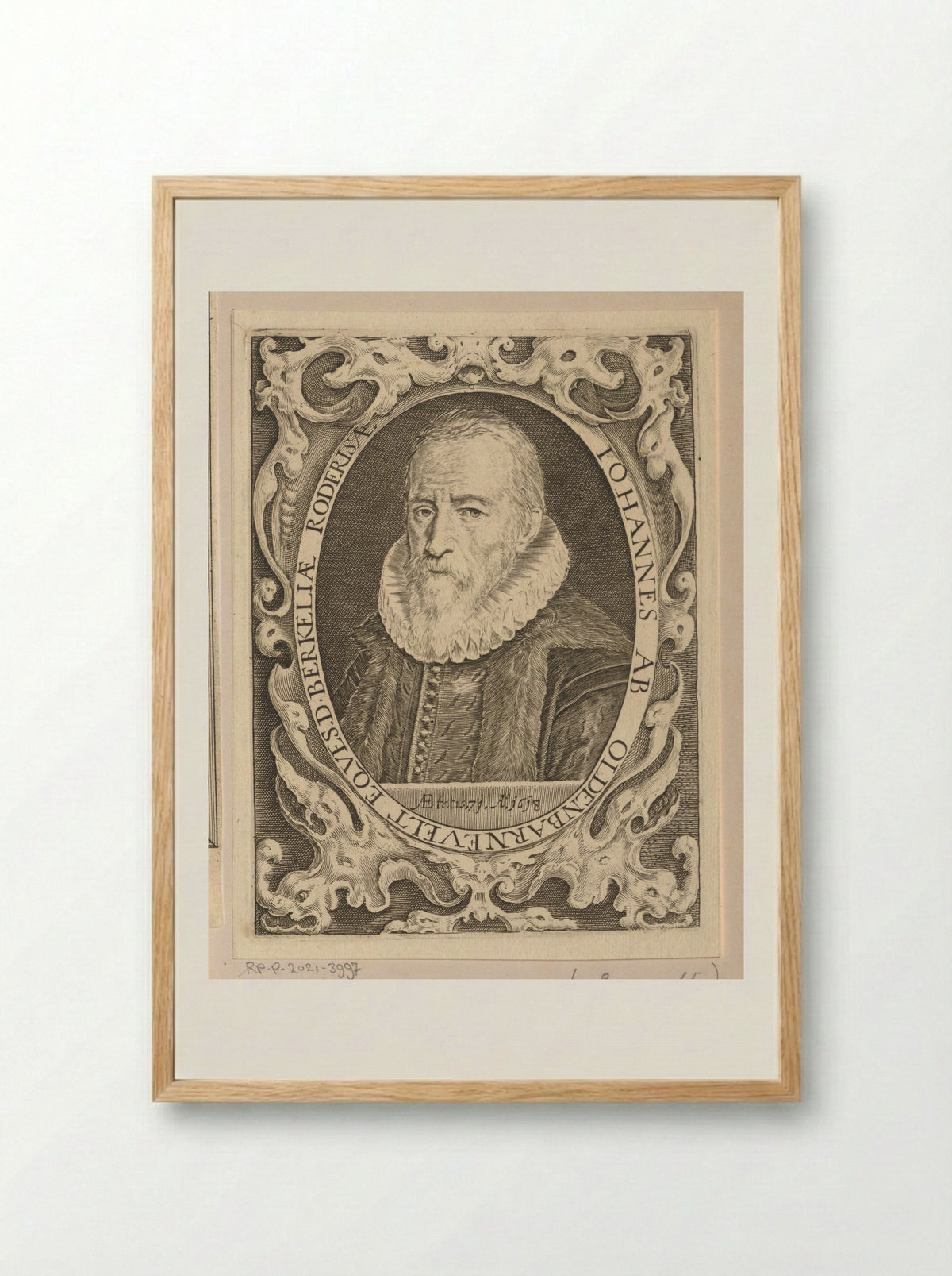 Portrait of Johan van Oldenbarnevelt at Age 71 - Renold Elstrack - Framed Print Wood