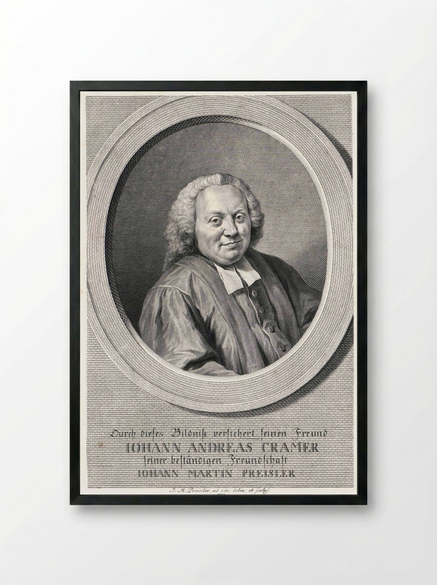 Portrait of Johann Andreas Cramer - Johann Martin Preisler - Framed Print Black