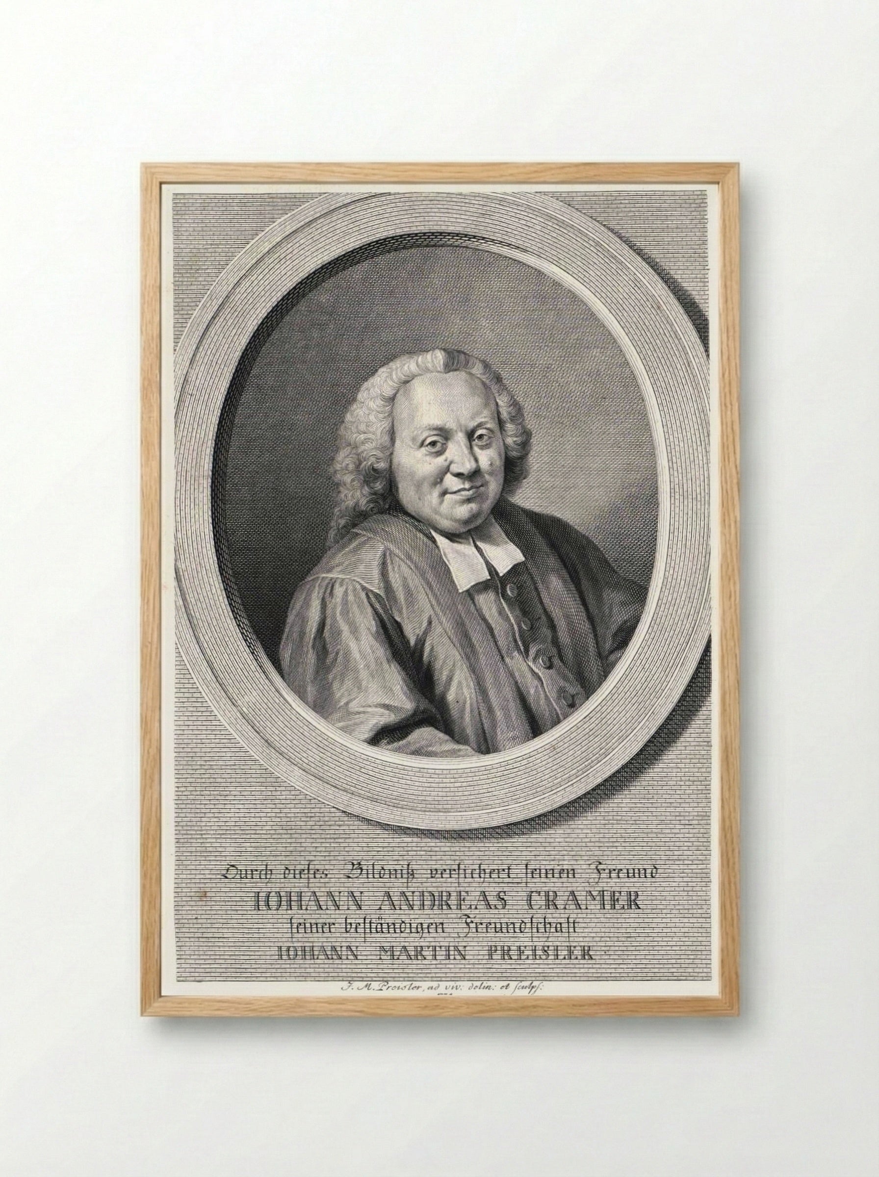 Portrait of Johann Andreas Cramer - Johann Martin Preisler - Framed Print Wood