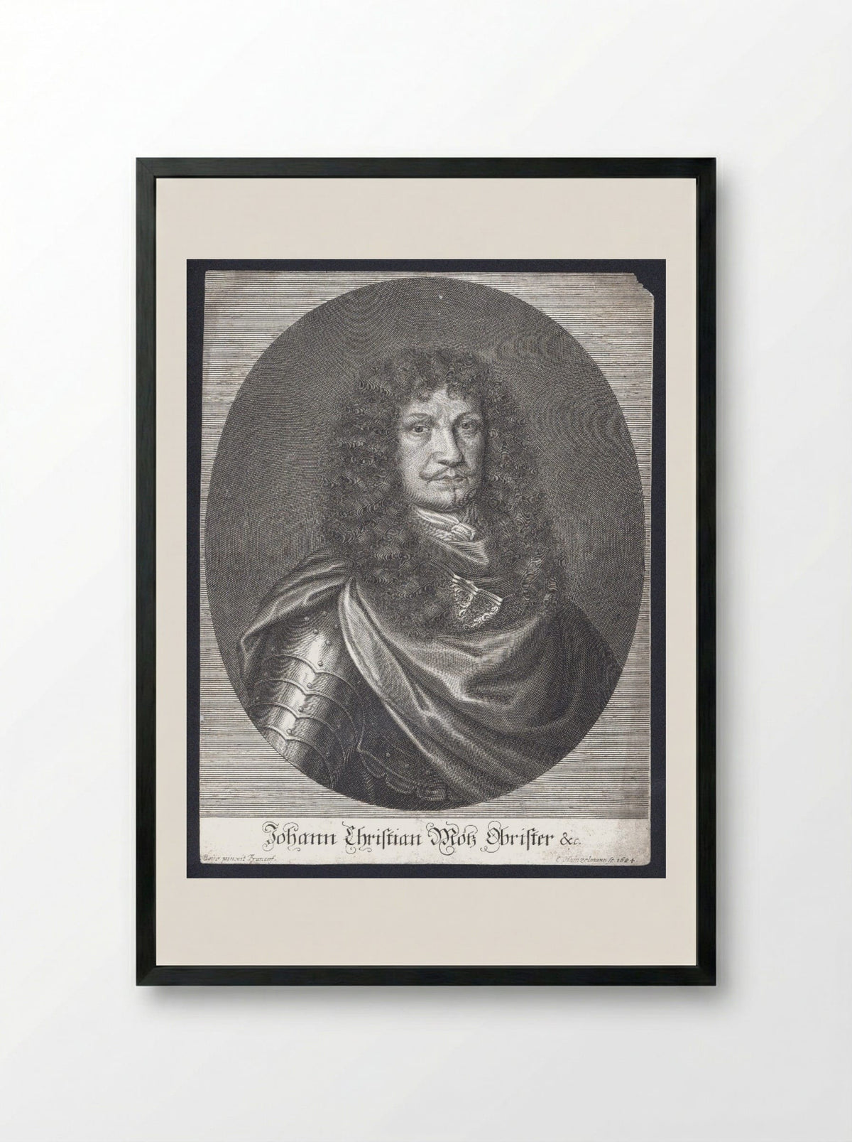 Portrait of Johann Christian Motz - Elias Hainzelmann - Framed Print Black
