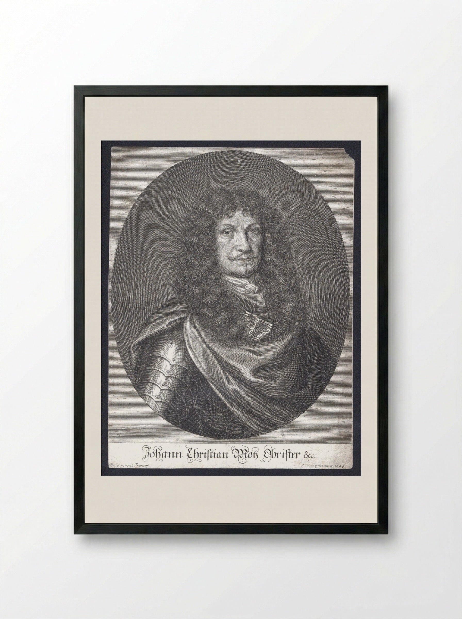 Portrait of Johann Christian Motz - Elias Hainzelmann - Framed Print Black