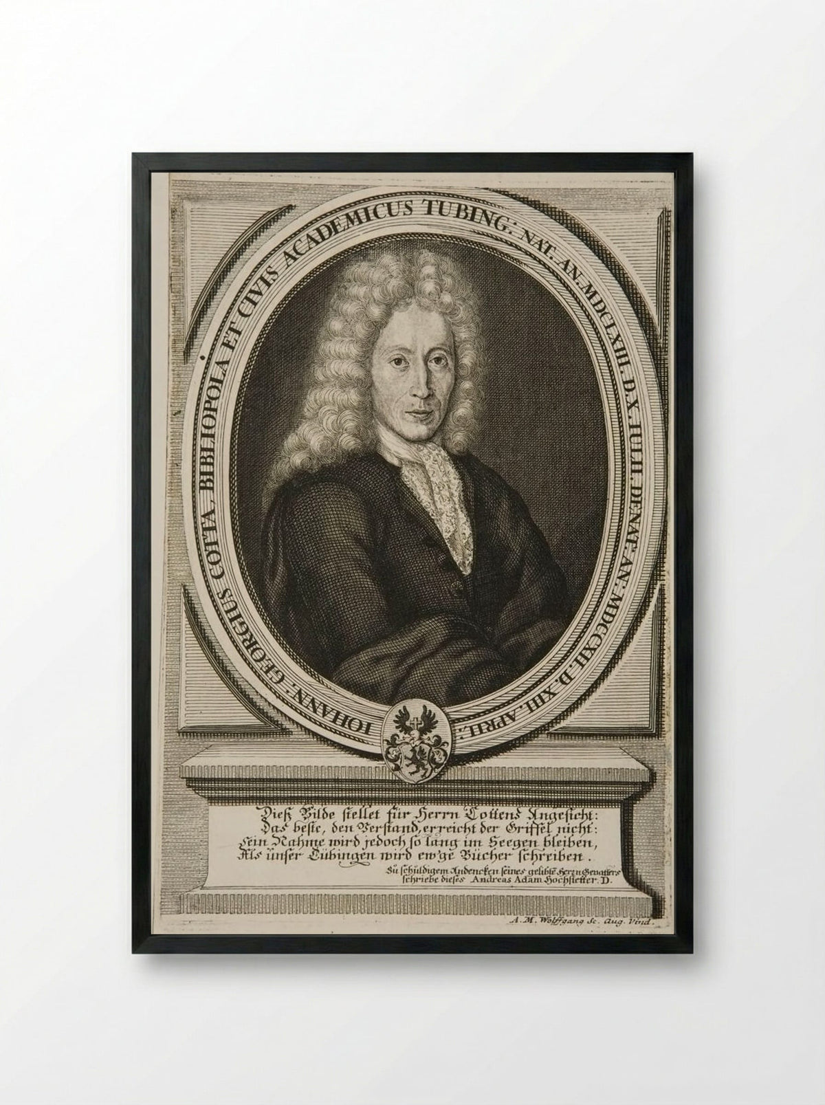 Portrait of Johann Georg Cotta - Andreas Matthäus Wolfgang - Framed Print Black