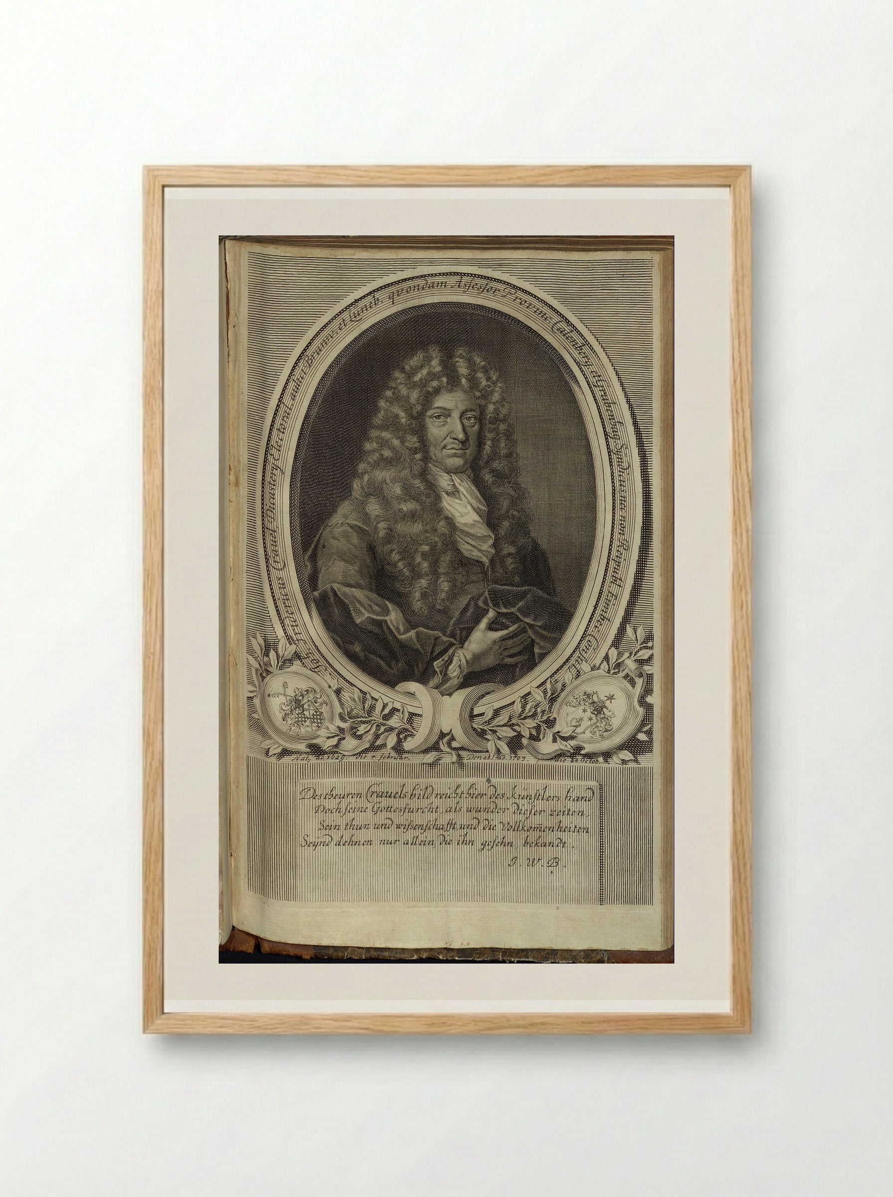 Portrait of Johann Gottfried von Mayern - Johann Martin Bernigeroth - Framed Print Wood