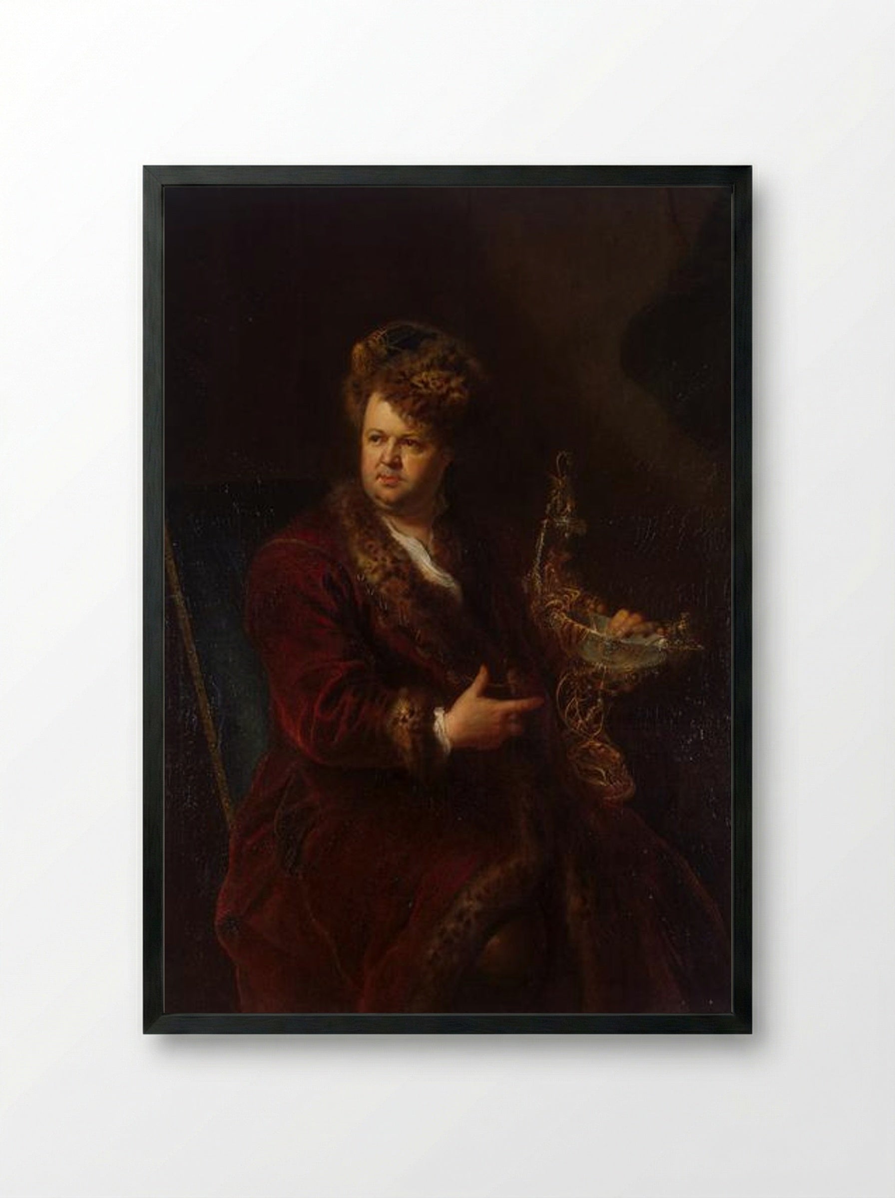 Portrait of Johann Melchior Dinglinger - Antoine Pesne - Framed Print Black