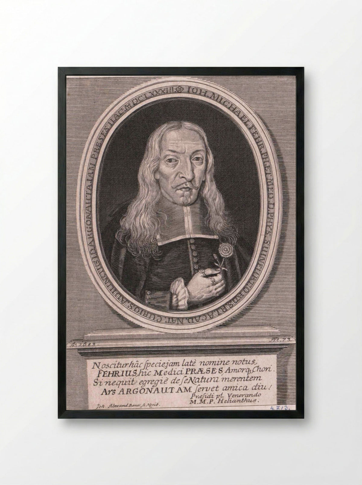 Portrait of Johann Michael Fehr - Johann Alexander Böner - Framed Print Black