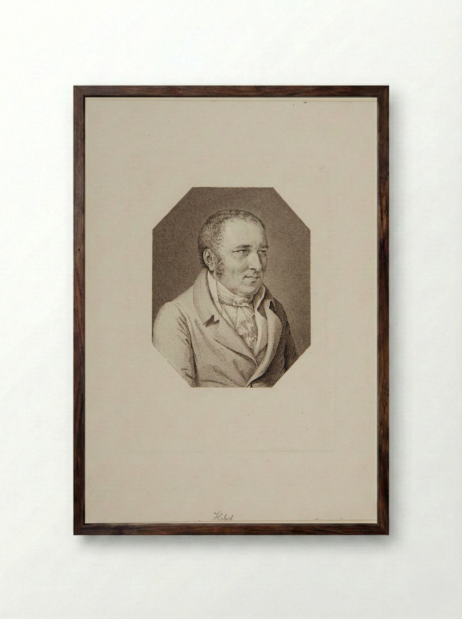 Portrait of Johann Peter Hebel - Johann Friedrich Wilhelm Müller - Framed Print Dark Wood