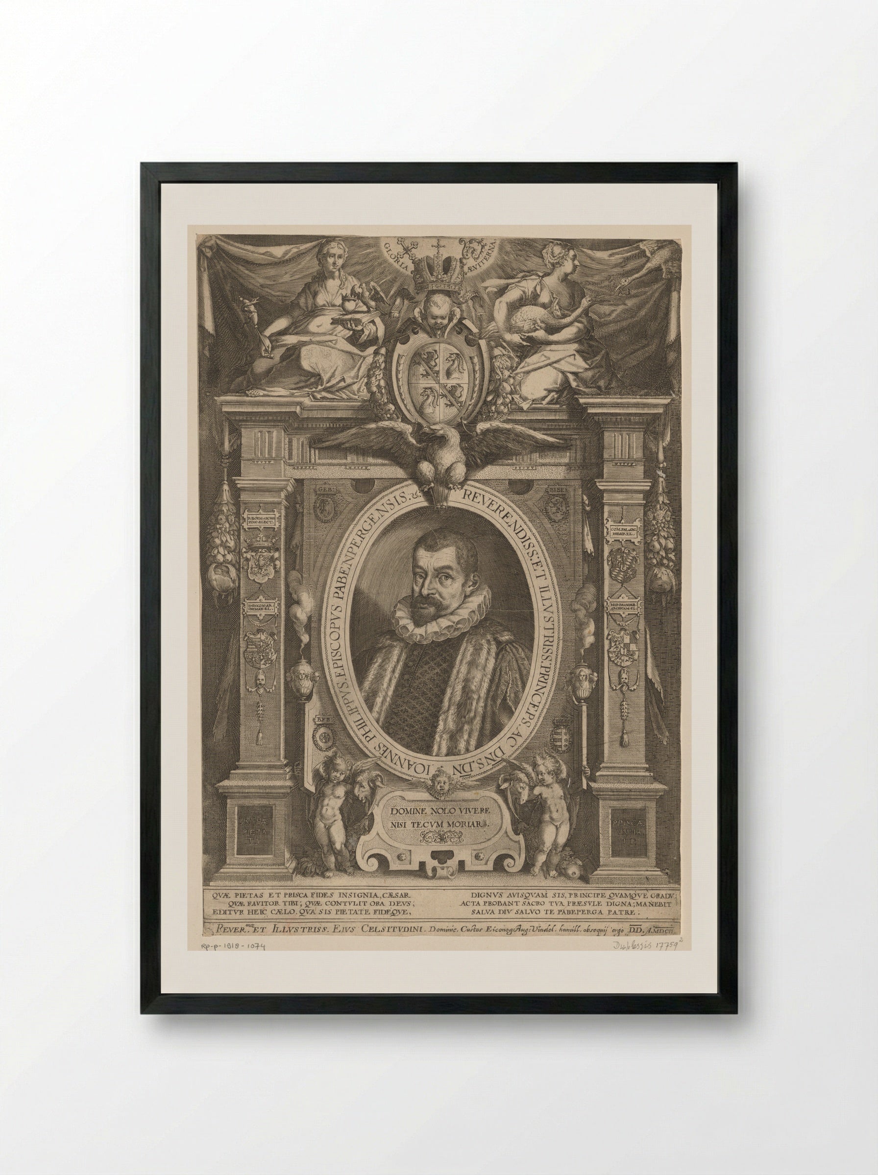 Portrait of Johann Philipp von Gebsattel - Dominicus Custos - Framed Print Black