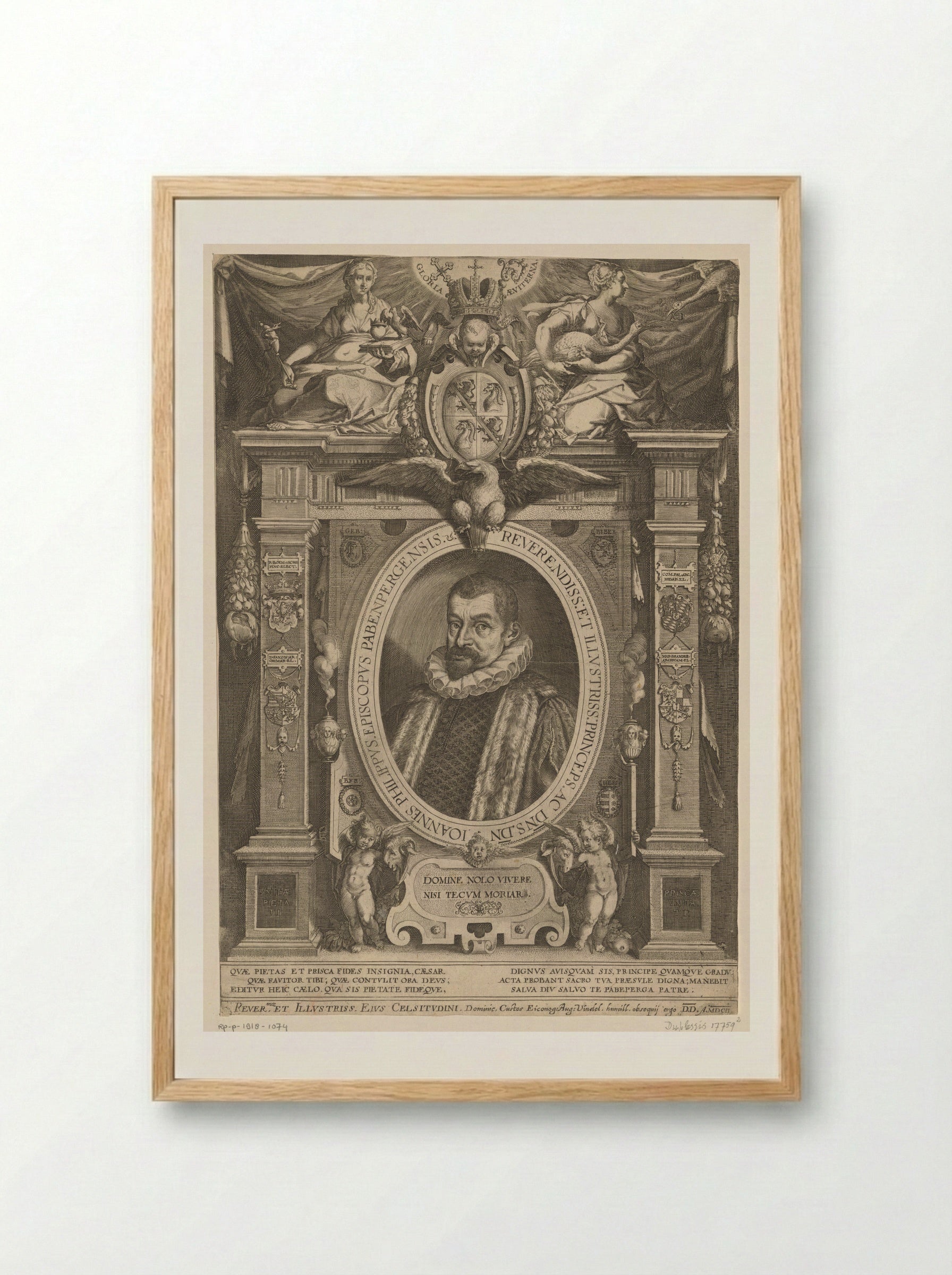 Portrait of Johann Philipp von Gebsattel - Dominicus Custos - Framed Print Wood