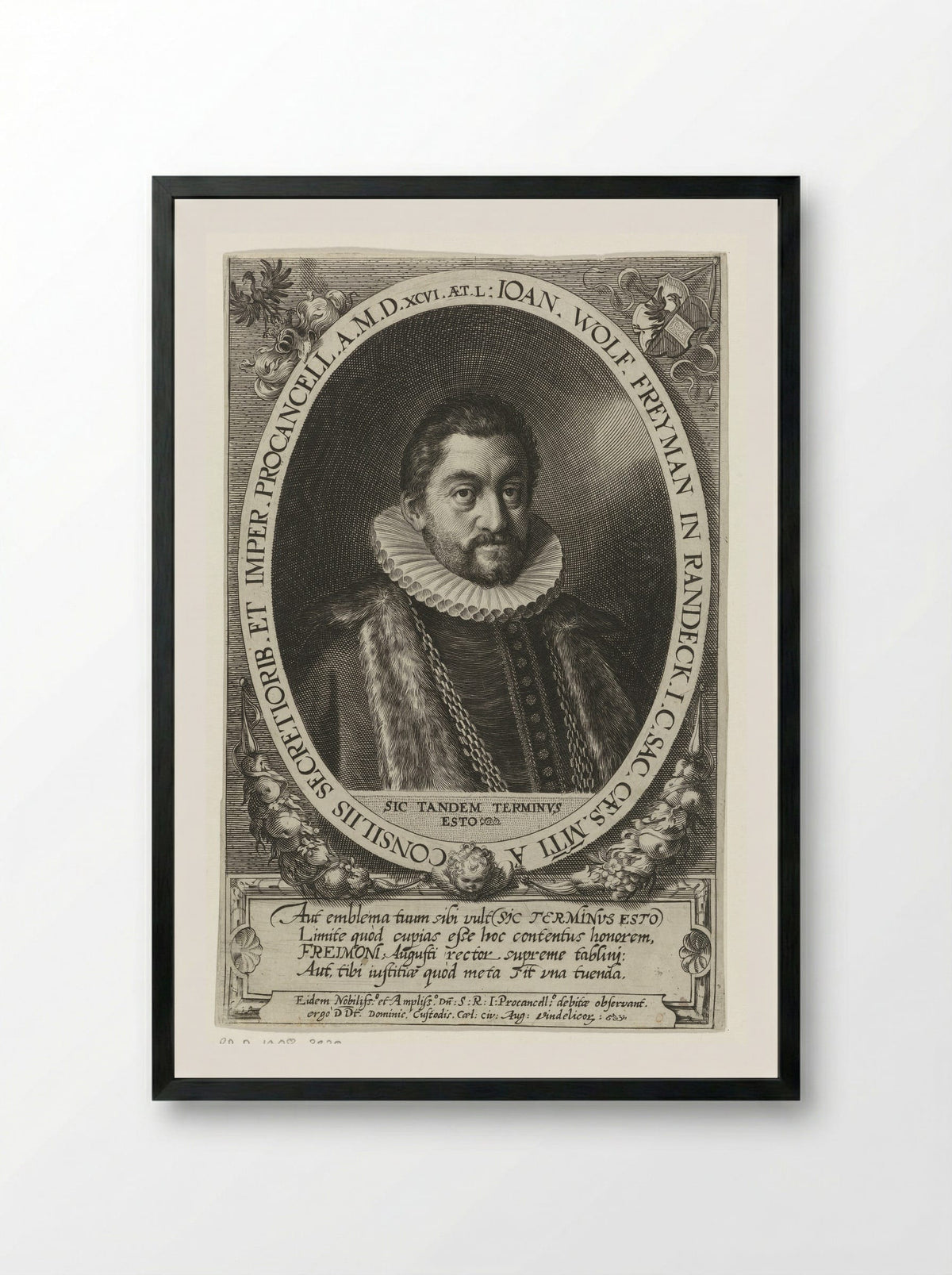 Portrait of Johann Wolfgang Freymann - Dominicus Custos - Framed Print Black
