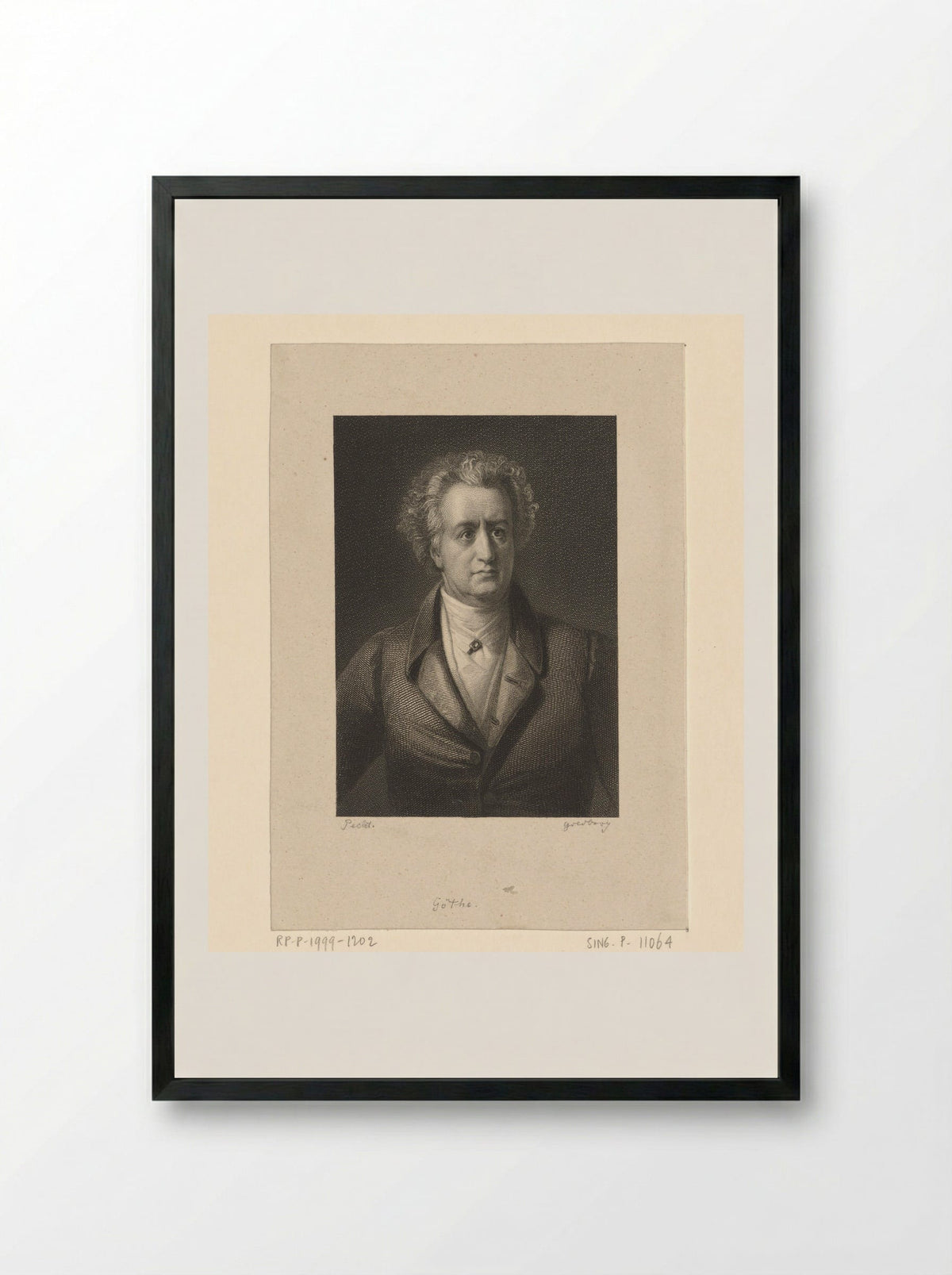 Portrait of Johann Wolfgang von Goethe - Lazarus Gottlieb Sichling - Framed Print Black