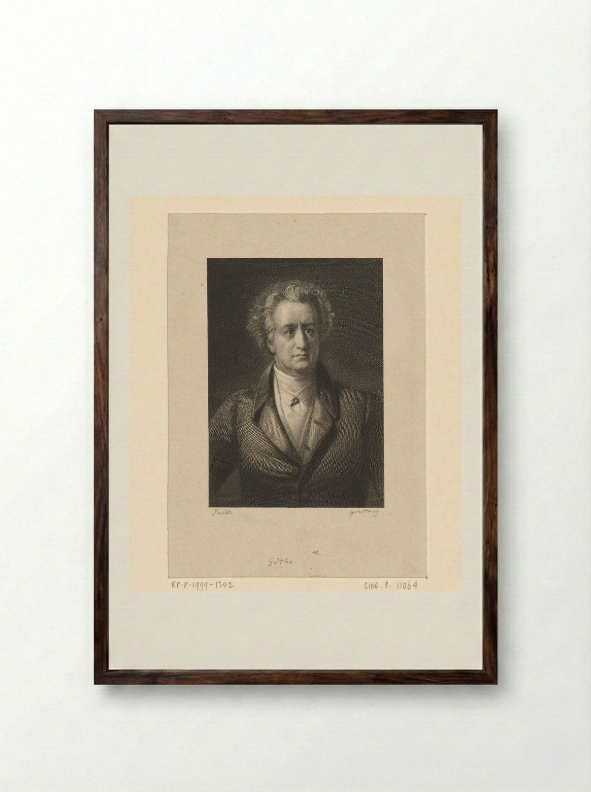 Portrait of Johann Wolfgang von Goethe - Lazarus Gottlieb Sichling - Framed Print Dark Wood