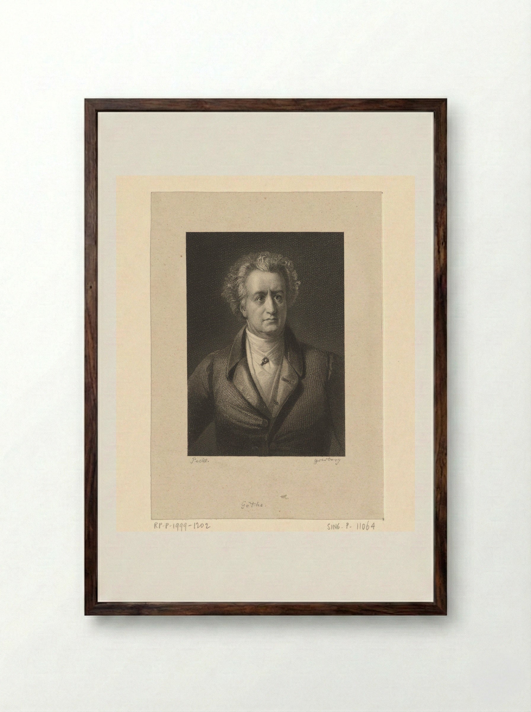 Portrait of Johann Wolfgang von Goethe - Lazarus Gottlieb Sichling - Framed Print Dark Wood