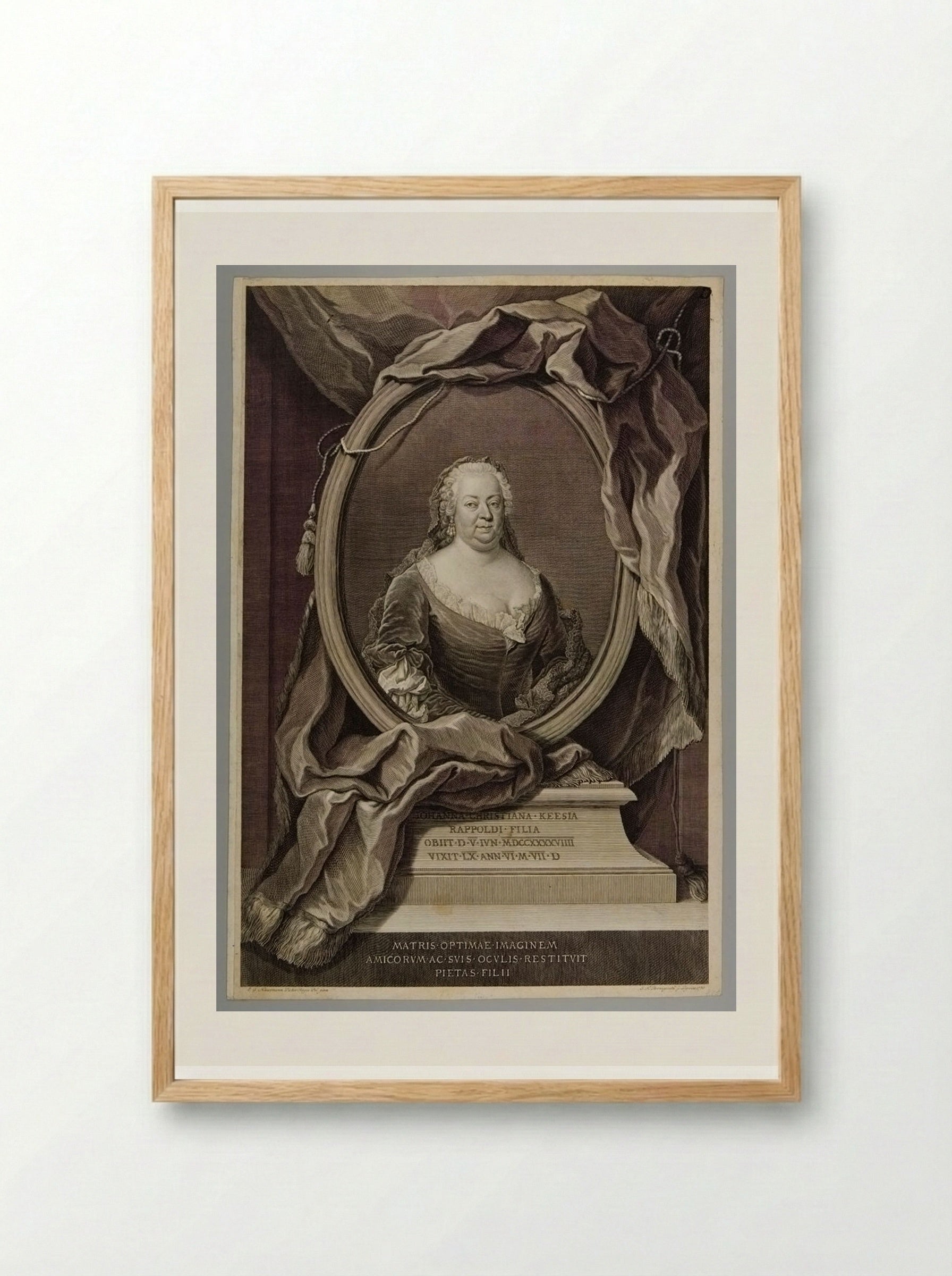 Portrait of Johanna Christiana Kees - Johann Martin Bernigeroth - Framed Print Wood