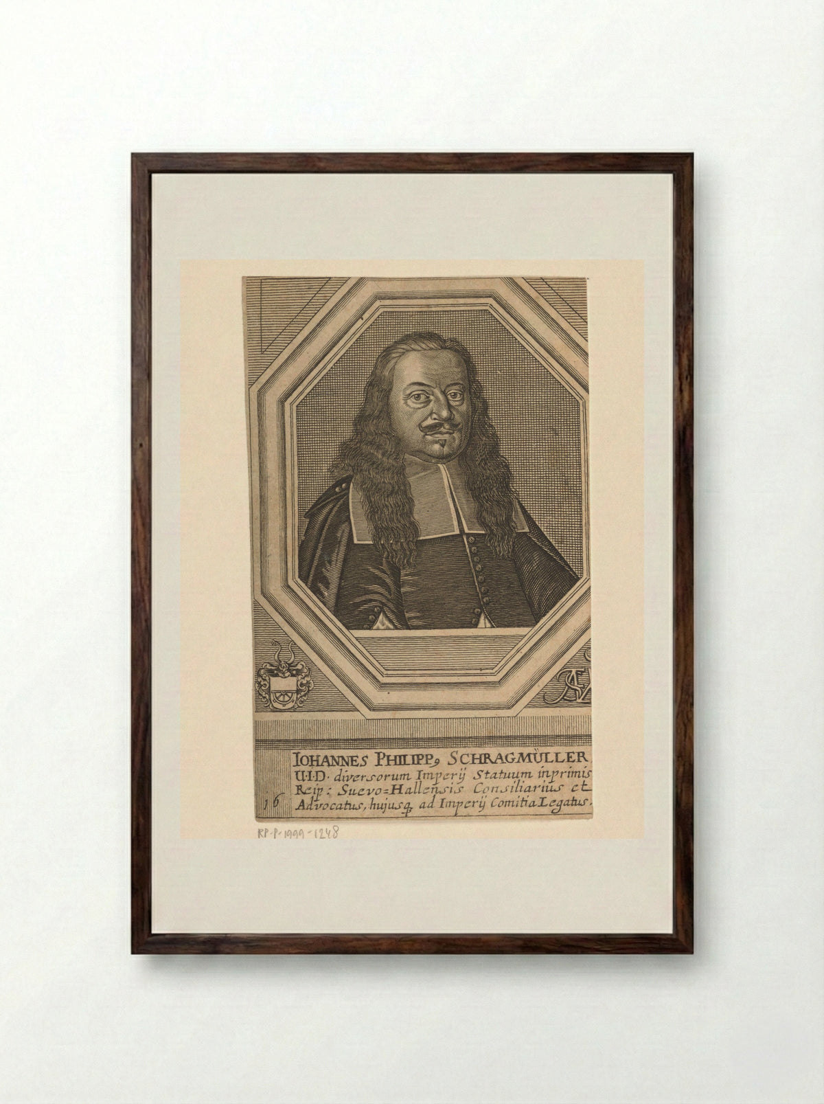 Portrait of Johannes Philipp Schragmüller - Matthias van Sommer - Framed Print Dark Wood