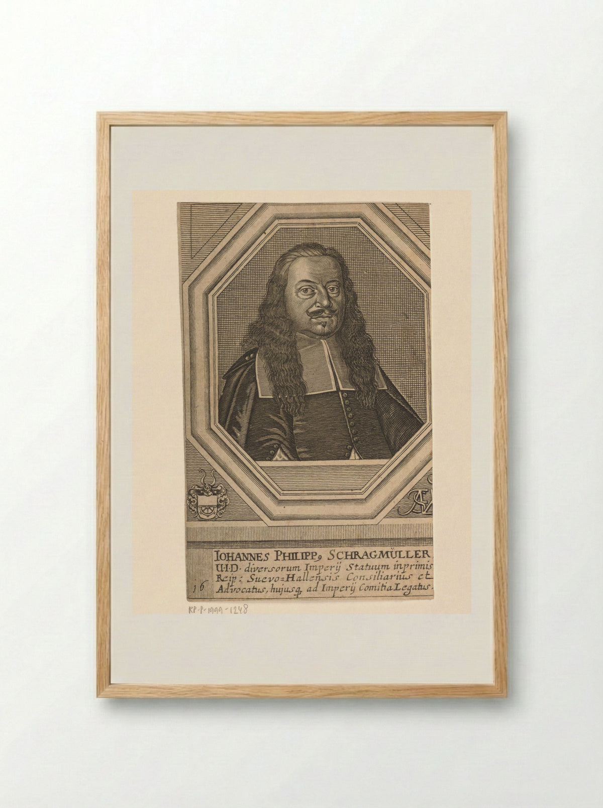 Portrait of Johannes Philipp Schragmüller - Matthias van Sommer - Framed Print Wood