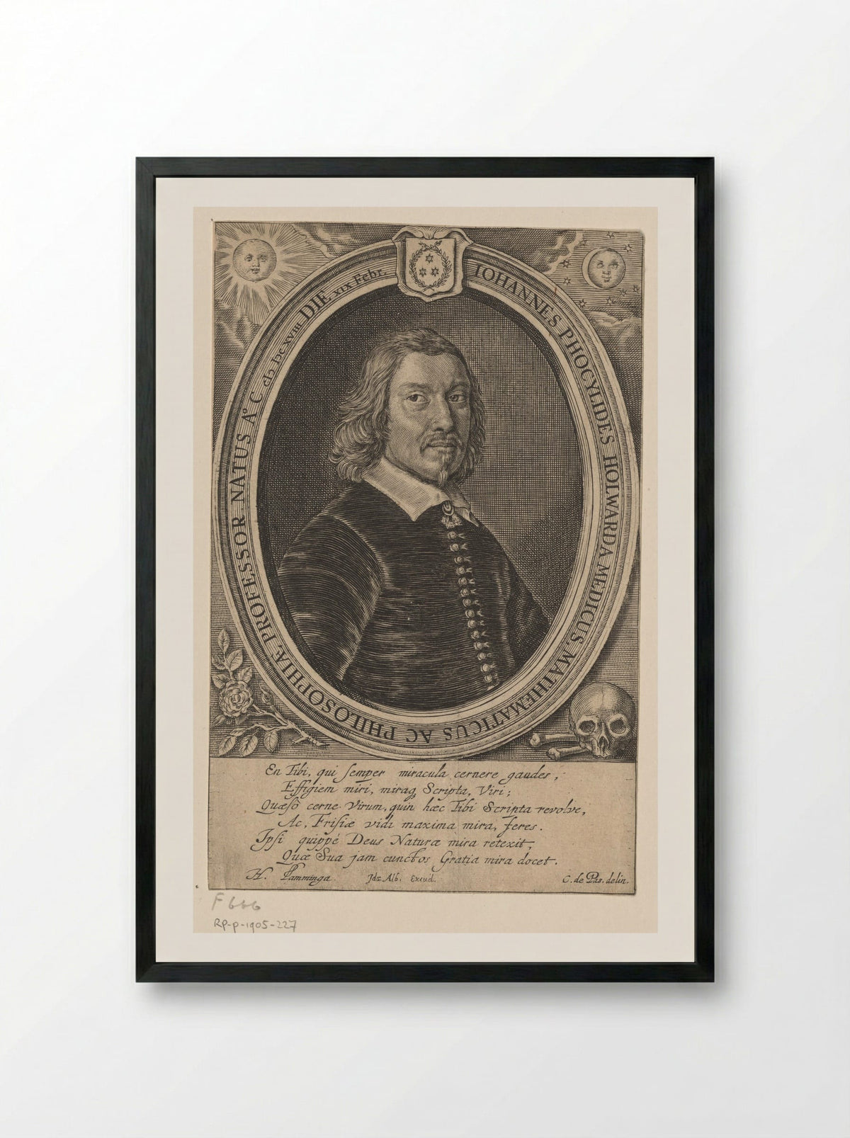 Portrait of Johannes Phocylides Holwarda - Crispijn van de Passe (II) - Framed Print Black