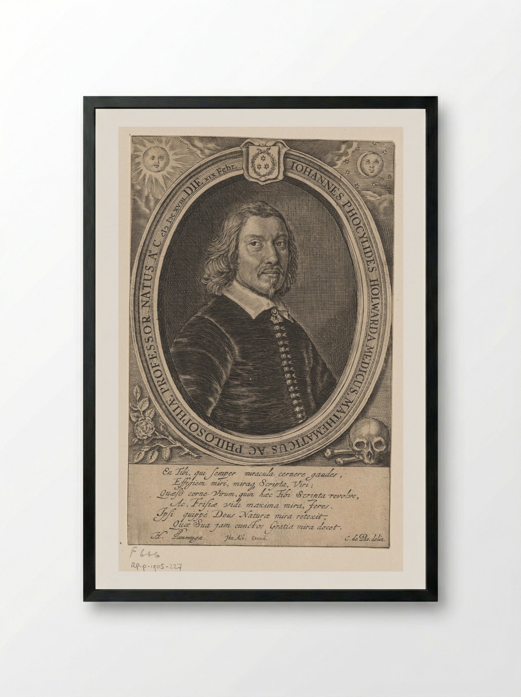 Portrait of Johannes Phocylides Holwarda - Crispijn van de Passe (II) - Framed Print Black