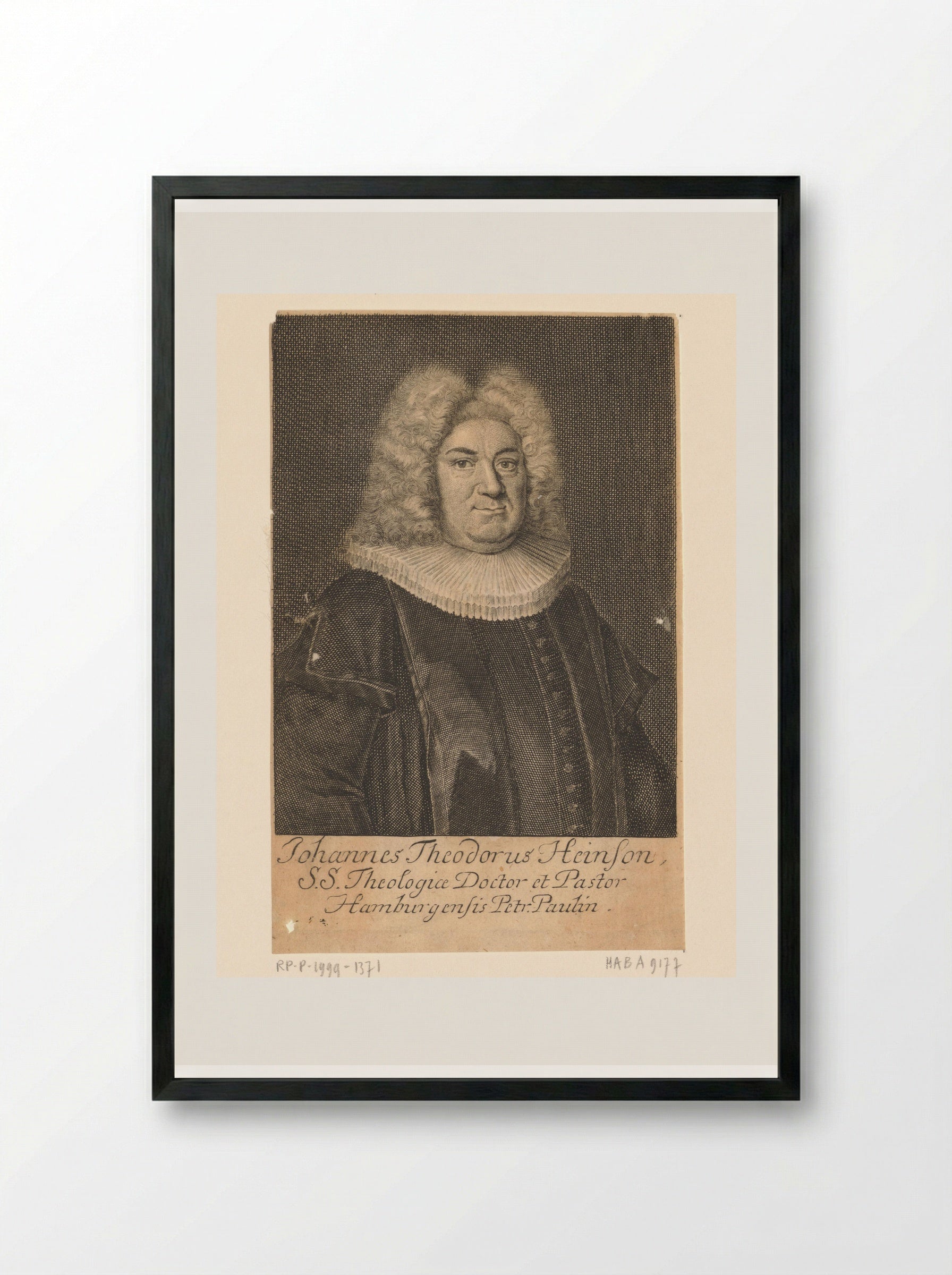 Portrait of Johannes Theodorus Heinson - Johann Martin Bernigeroth - Framed Print Black