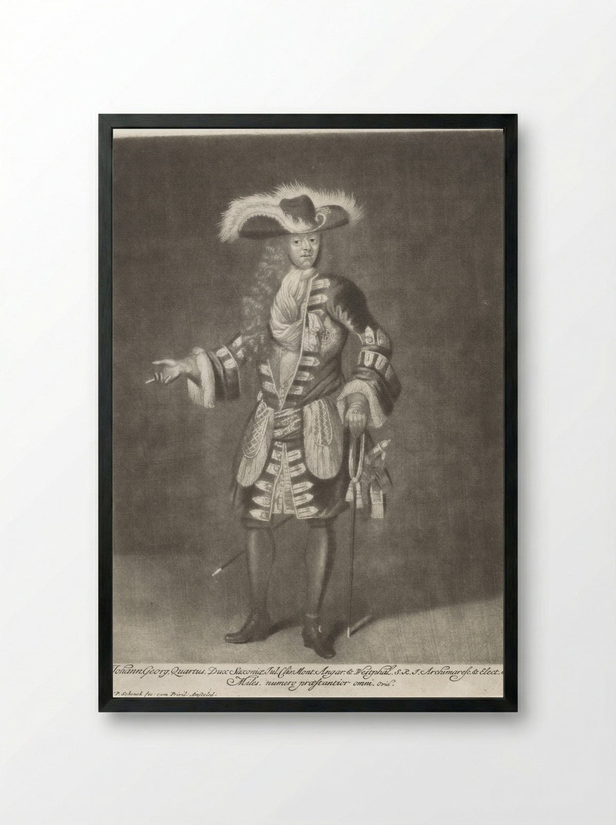 Portrait of John George IV, Elector of Saxony - Pieter Schenk the Elder - Framed Print Black
