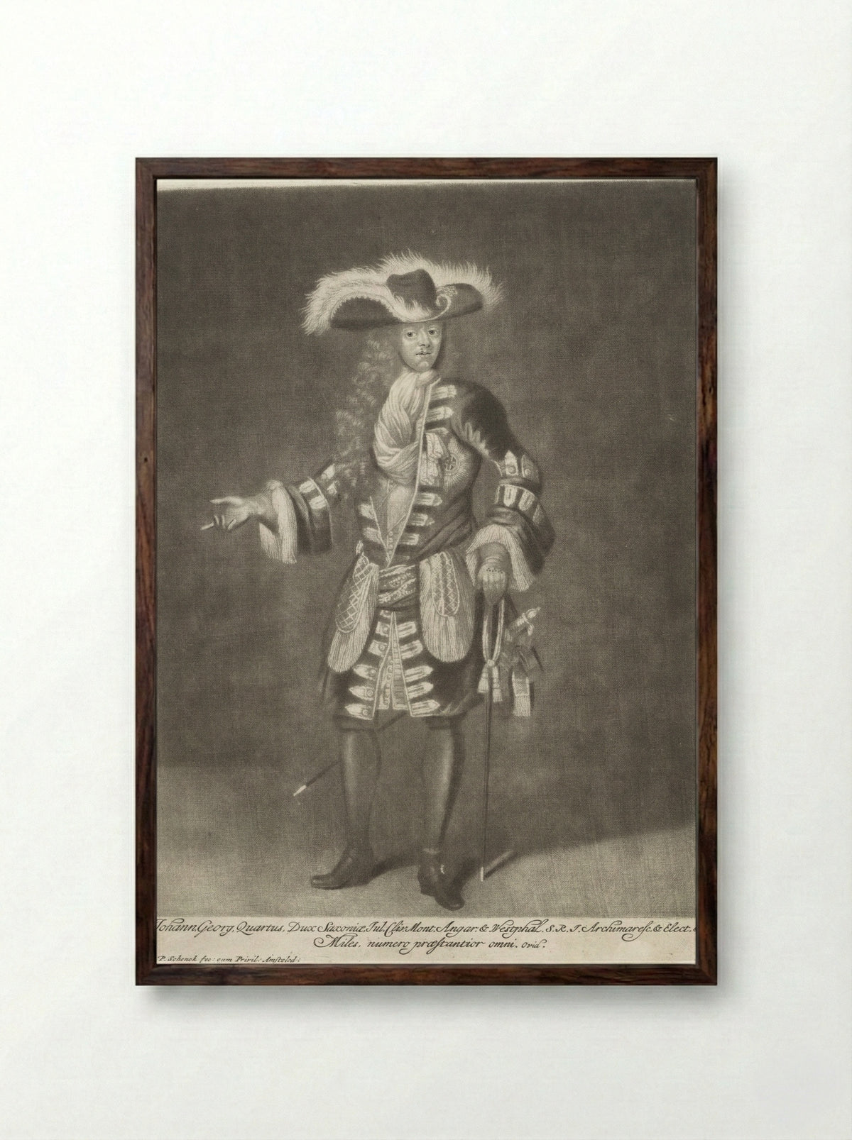 Portrait of John George IV, Elector of Saxony - Pieter Schenk the Elder - Framed Print Dark Wood