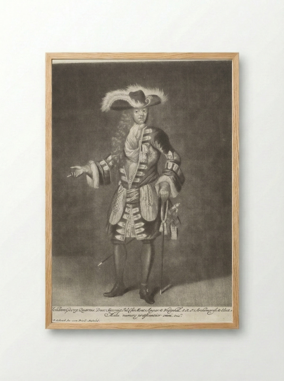 Portrait of John George IV, Elector of Saxony - Pieter Schenk the Elder - Framed Print Wood