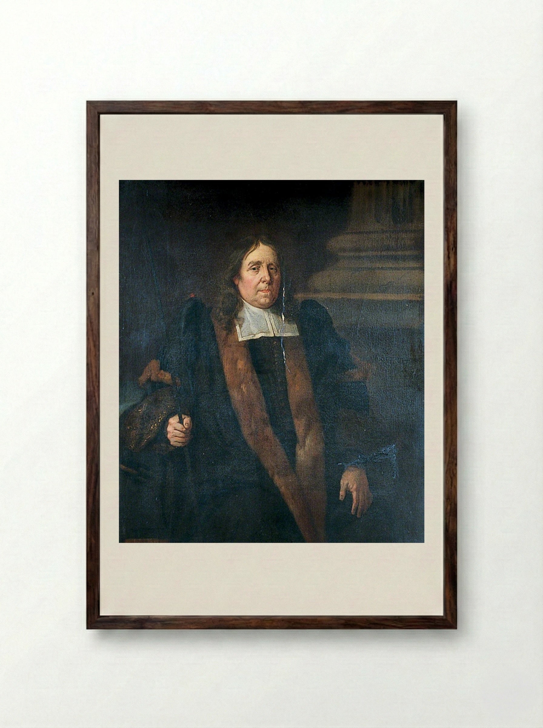 Portrait of John Morris - John Riley - Framed Print Dark Wood