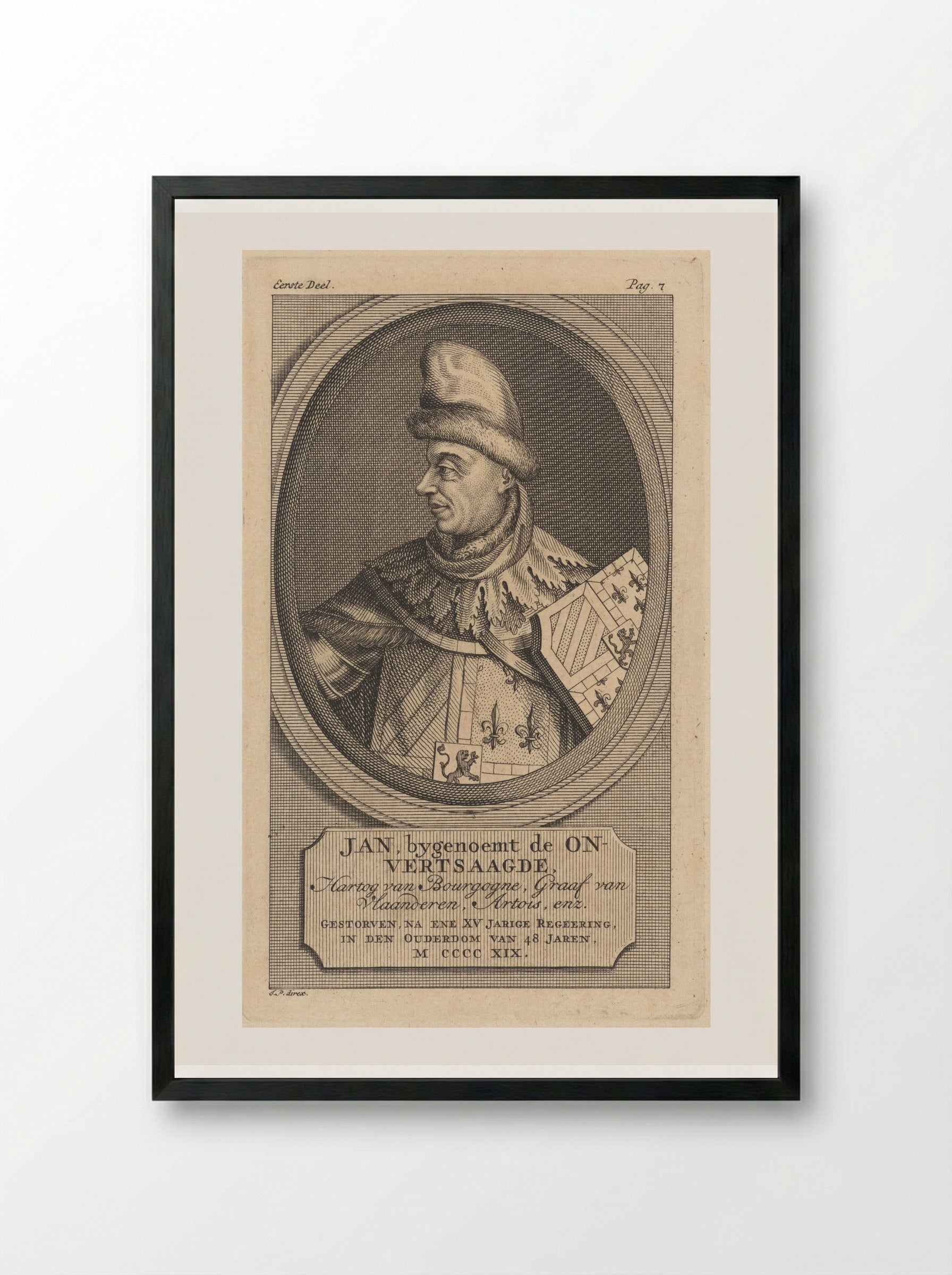 Portrait of John the Fearless, Duke of Burgundy - Jan Punt - Framed Print Black