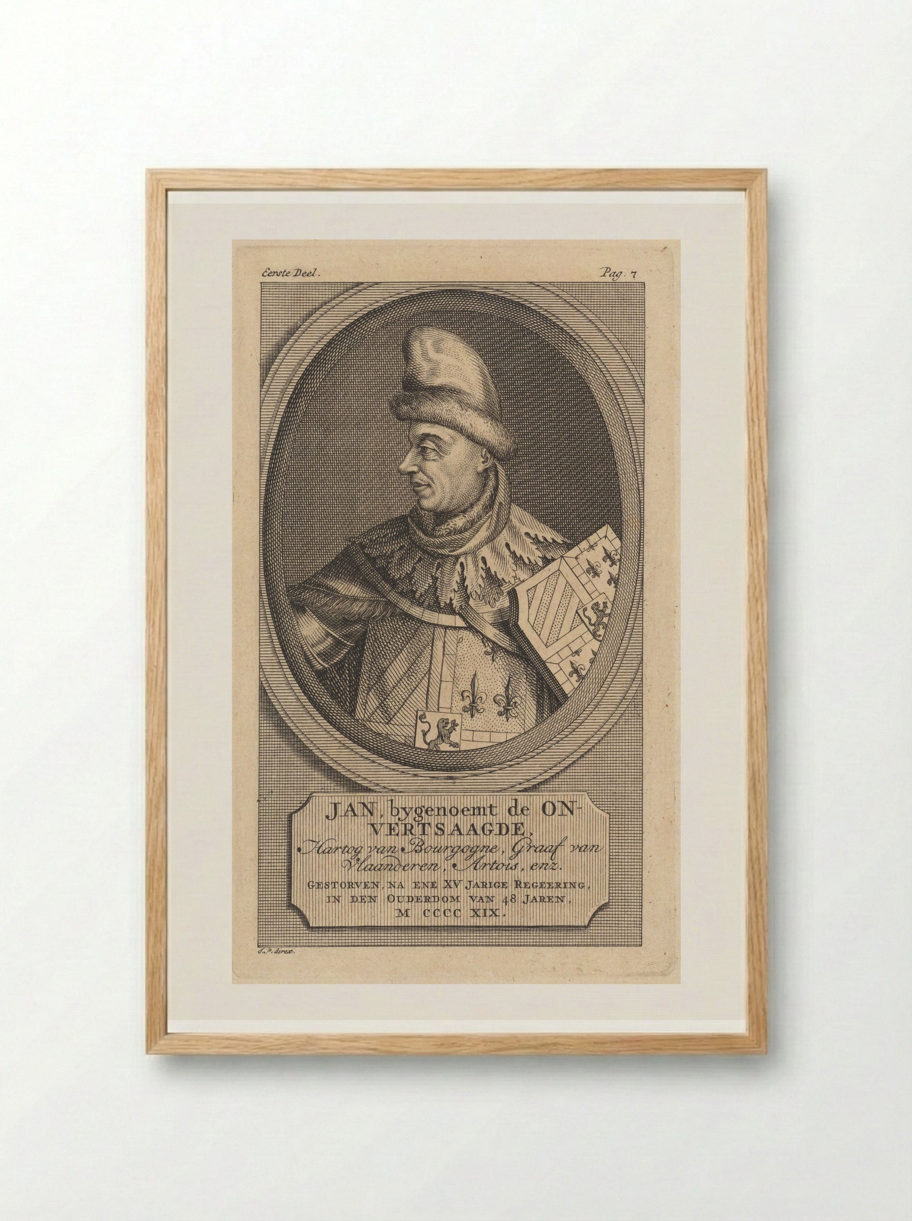 Portrait of John the Fearless, Duke of Burgundy - Jan Punt - Framed Print Wood