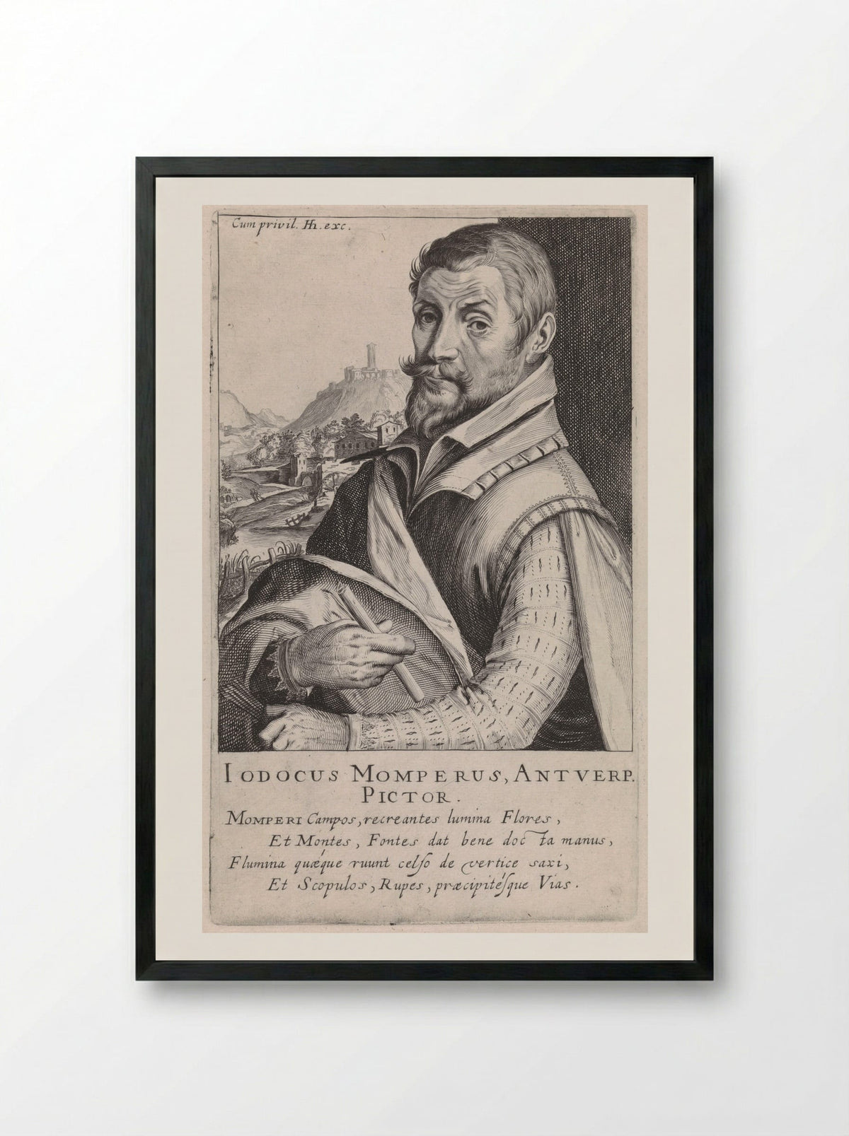 Portrait of Joos de Momper - Simon Frisius - Framed Print Black